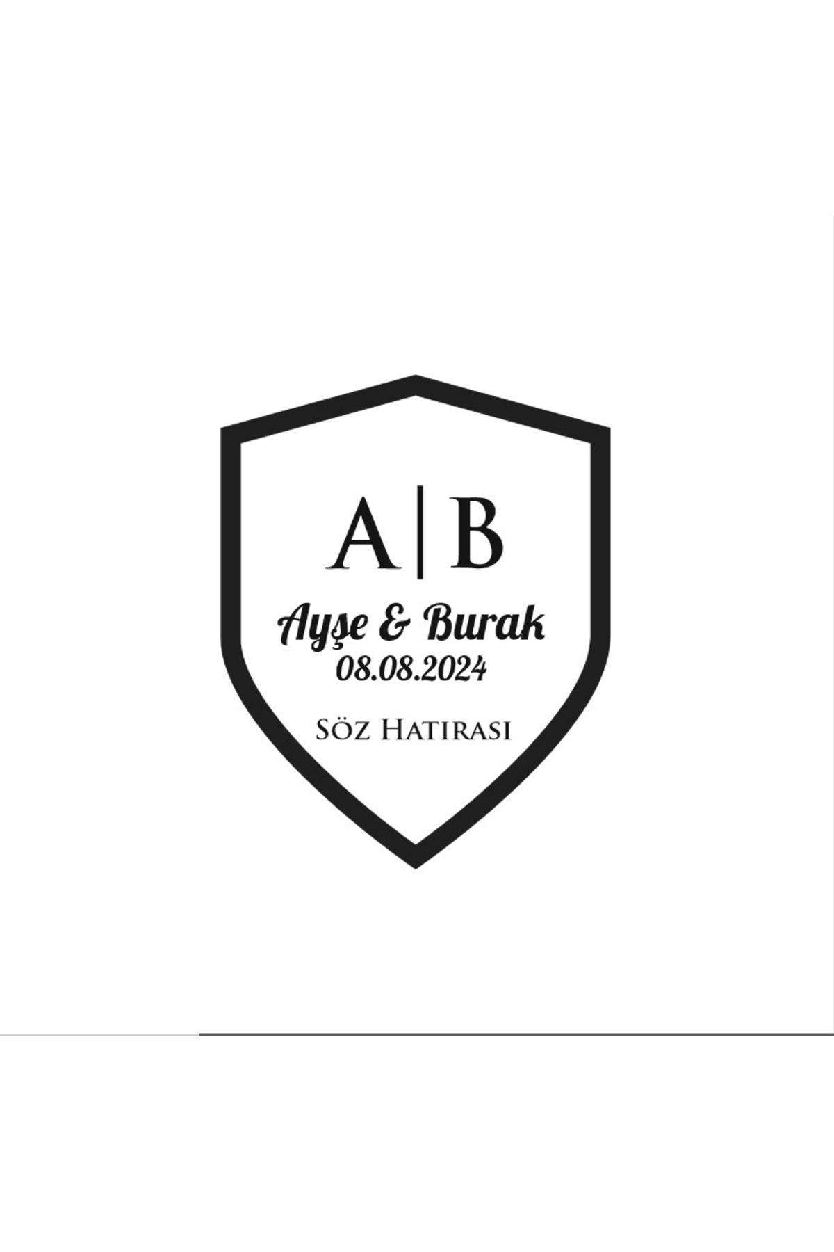 Reysa Tasarım Düz Kalkan Mühür Kına Nişan Düğün 3x3 cm özel etiket / 50 adet sticker