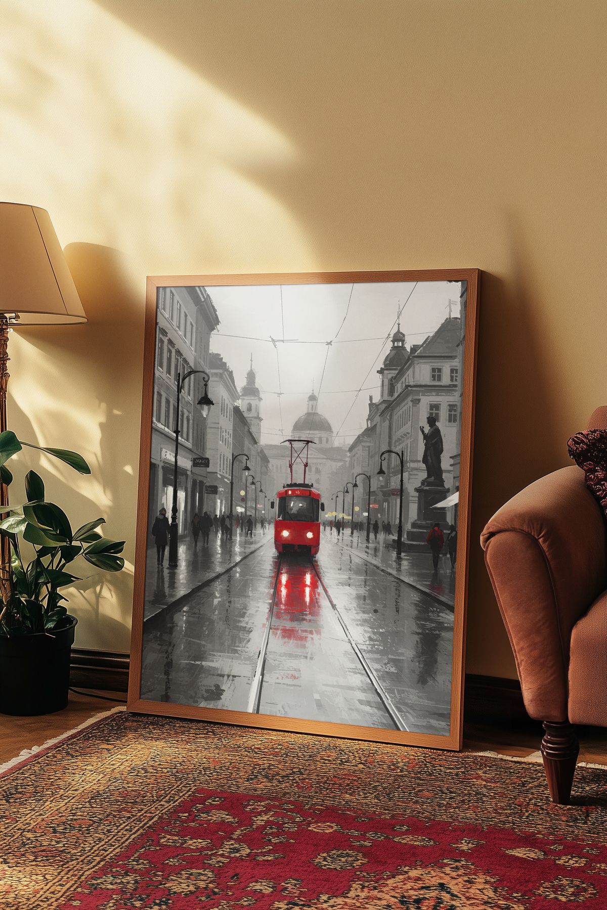 sames decoration Kırmızı Tramvay - Sanat Eseri İllüstrasyonu