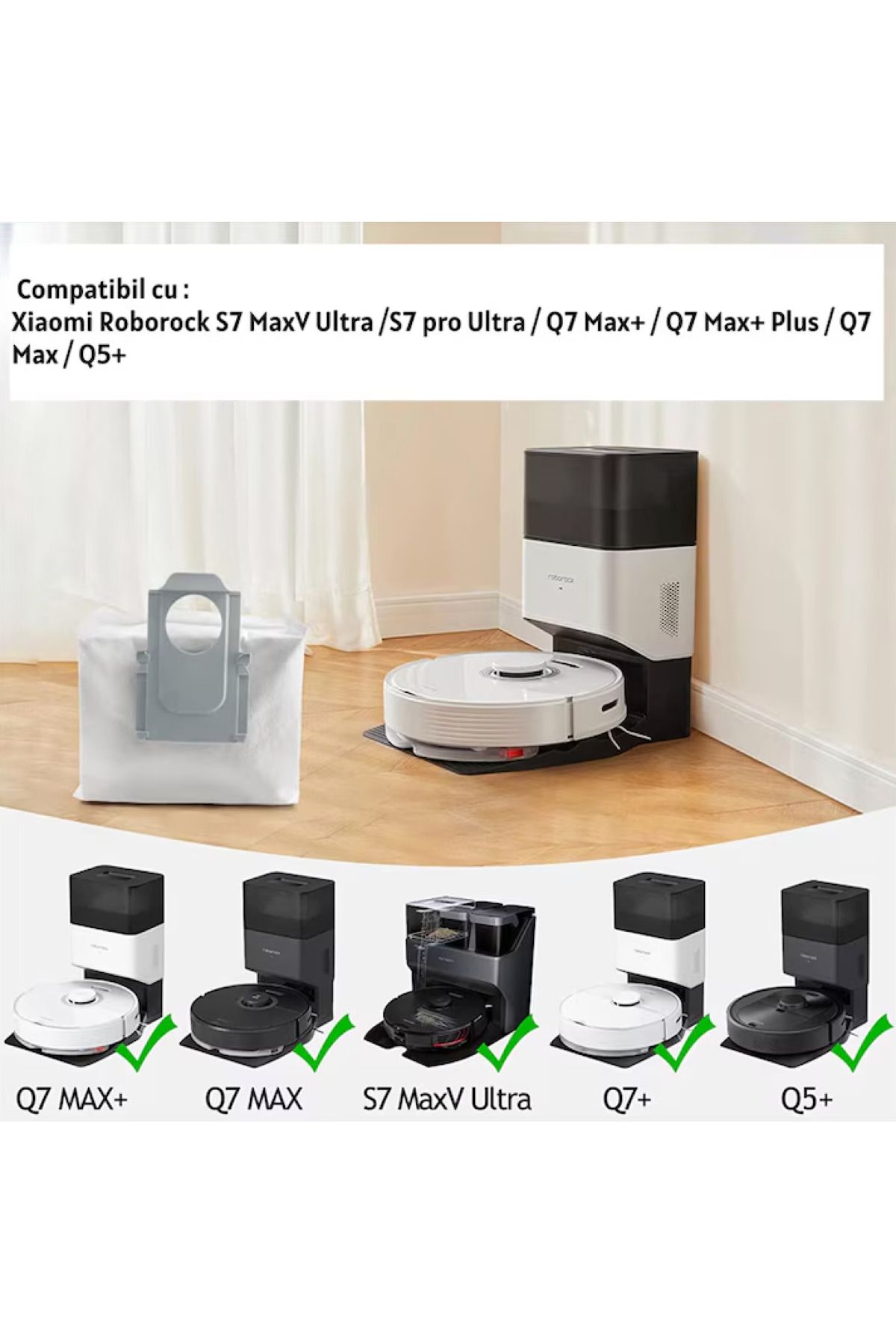 CEDA HOME-Set of 6 dust collection bags for Roborock vacuum cleaner base, S7 MaxV Ultra/Q7 Max Plus/Q5 Plus 3