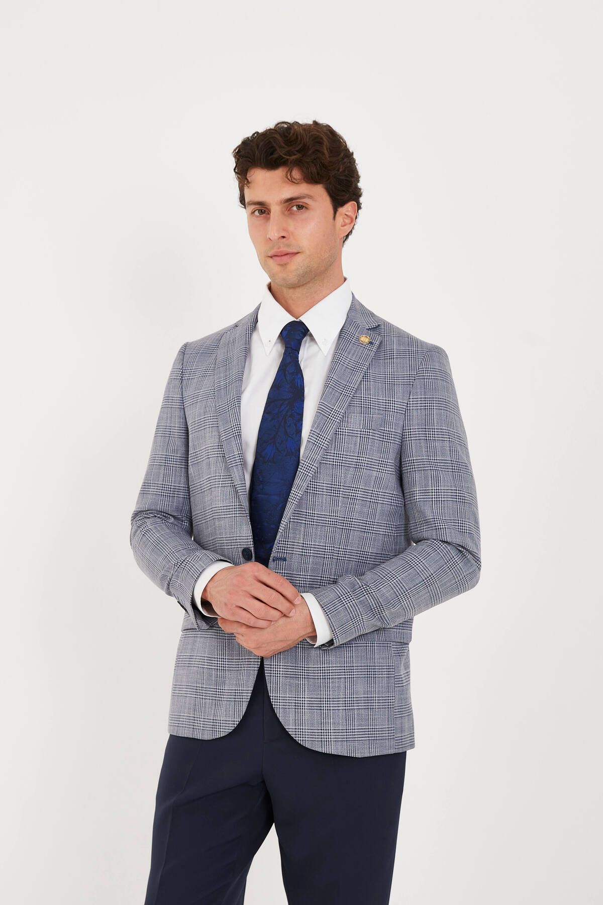 The Tailor Classics Ekoseli Çift Yırtmaçlı Blazer Ceket