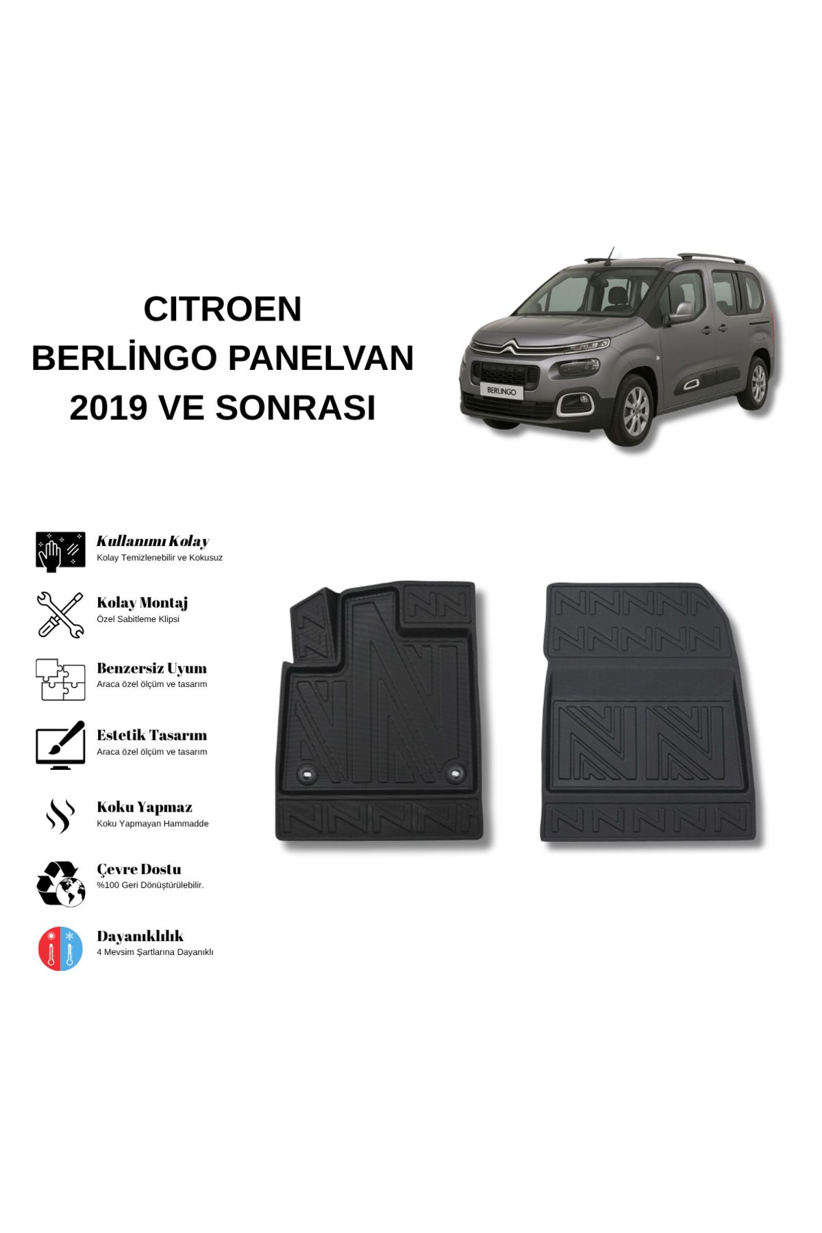 AutoWeller Citroen Berlingo Panelvan 2019 ve Sonrası 3D Havuzlu Oto Paspas
