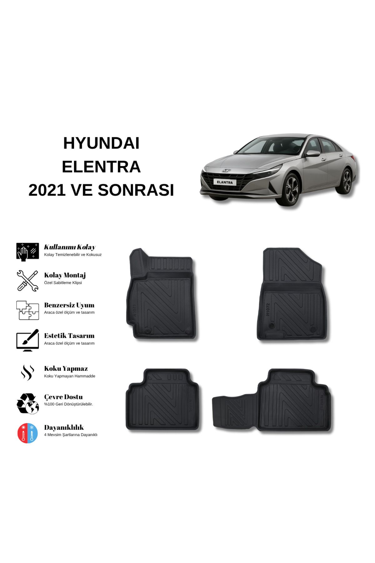 AutoWeller Hyundai Elantra 2020 ve Sonrası 3D Havuzlu Oto Paspas