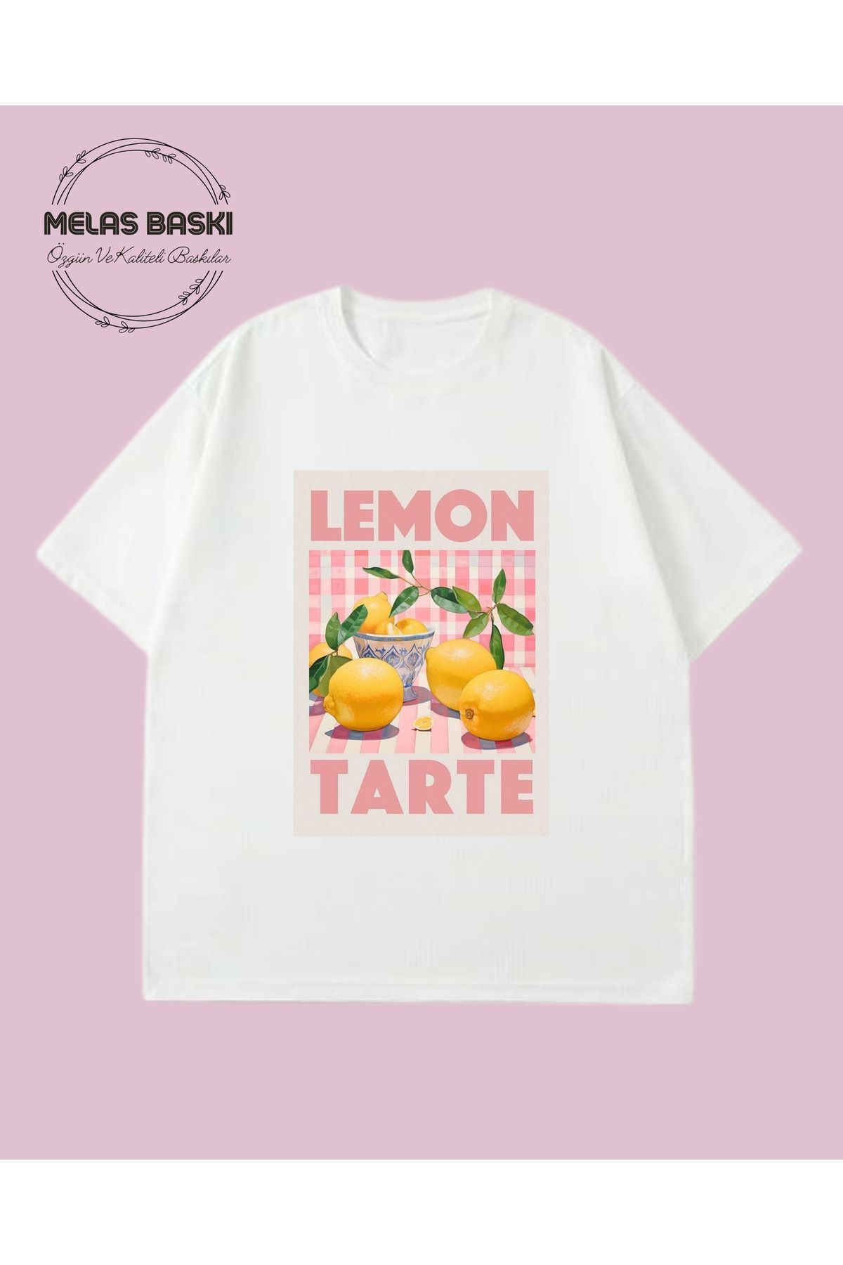 MELAS BASKI Pamuklu Oversize Pinterest Limon Baskılı Tişört