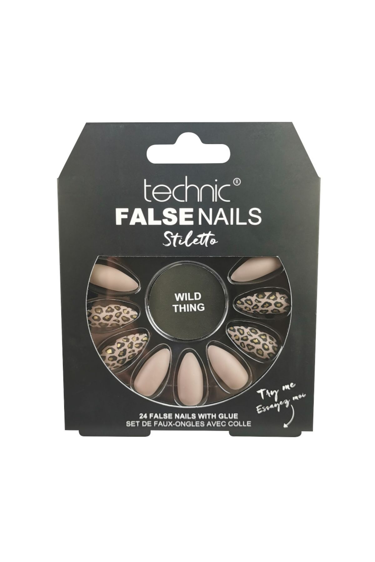 TECHNIC-Set Of 24 False Nails With Glue Included False Nails, Stiletto, Wild Thing 1