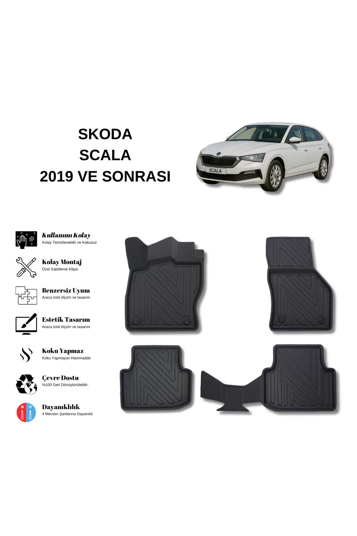 AutoWeller Skoda Scala 2019 ve Sonrası 3D Havuzlu Oto Paspas