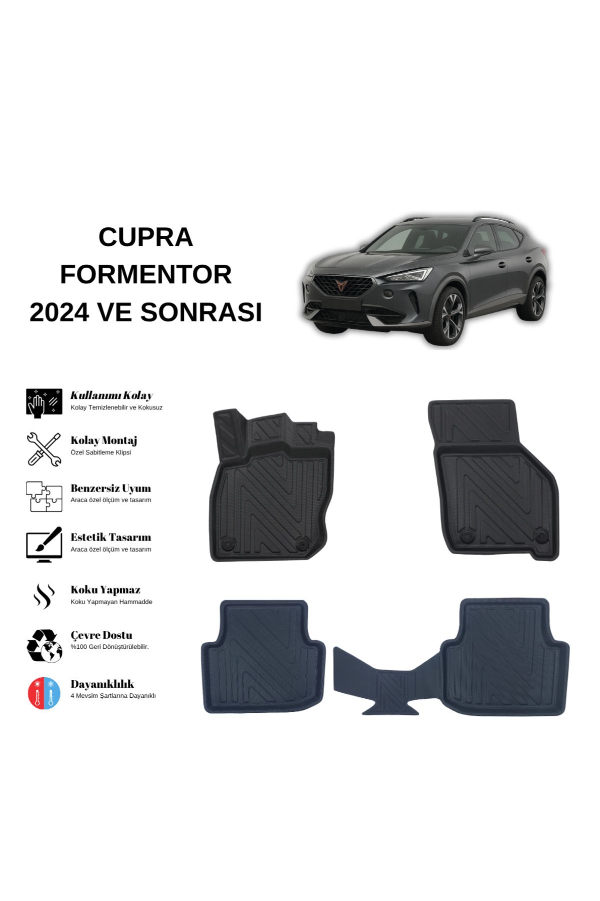 AutoWeller Cupra Formentor 2024 ve Sonrası 3D Havuzlu Oto Paspas