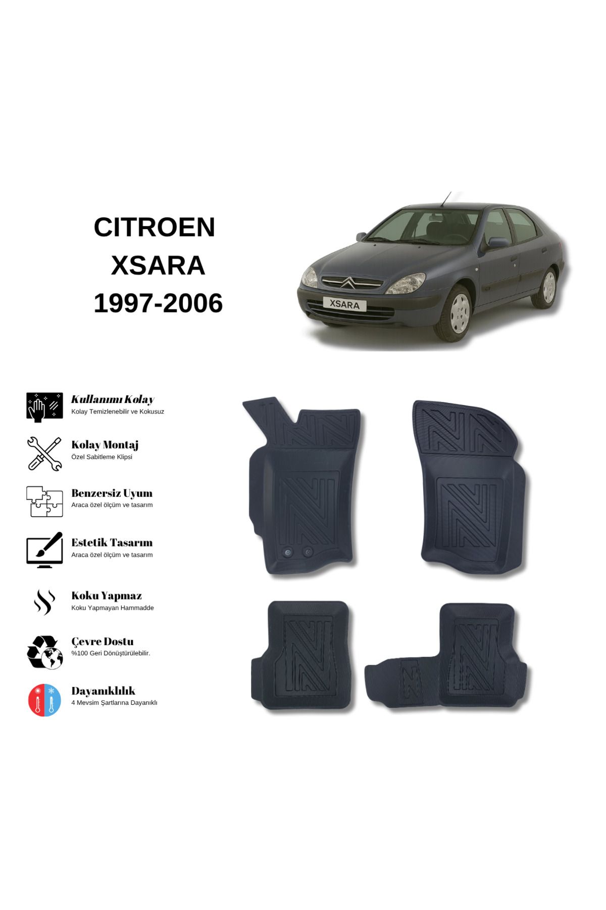 AutoWeller Citroen Xsara 1997-2006 3D Havuzlu Oto Paspas