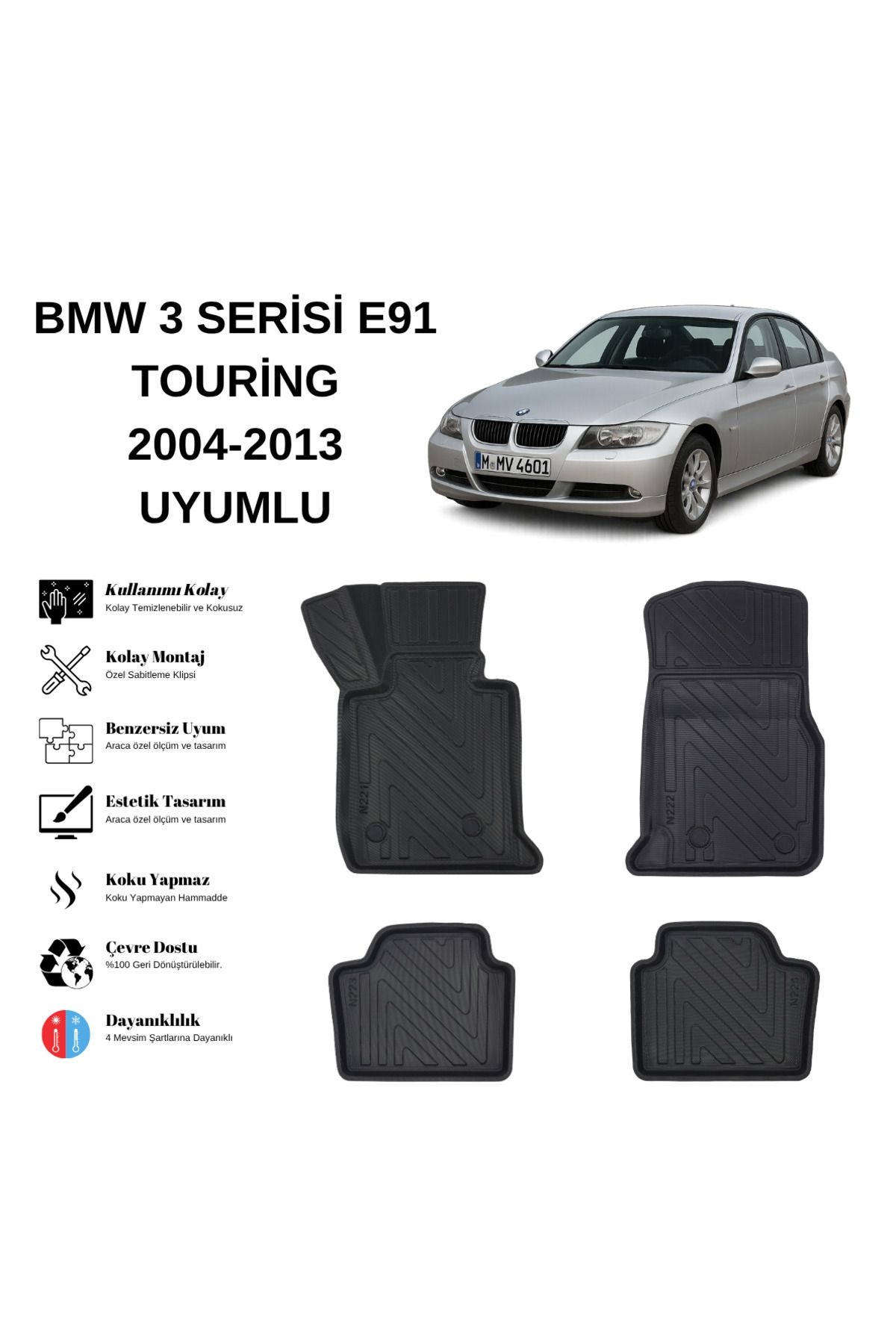 AutoWeller Bmw 3 Serisi E91 2004-2013 Touring 3D Havuzlu Oto Paspas