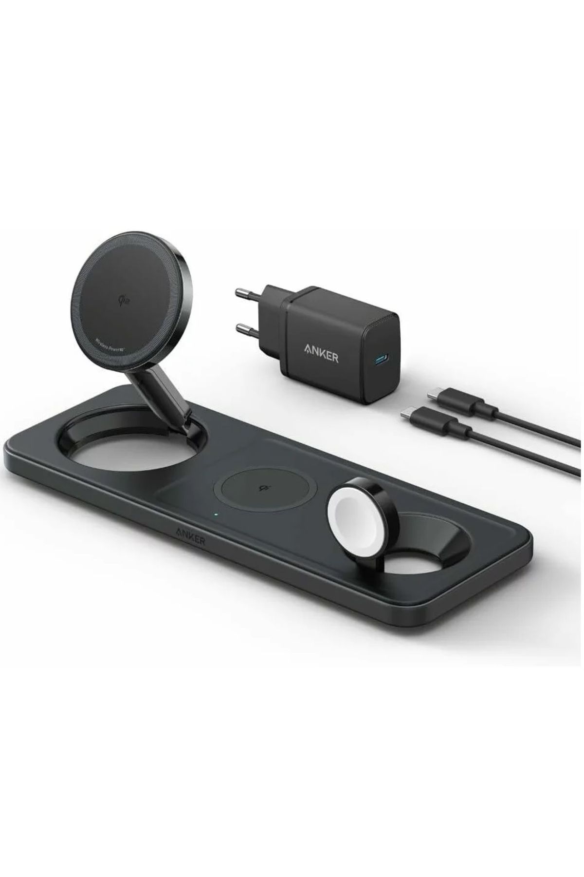 Anker-Încărcător wireless, „MagGo” 15W, 3 în 1, 3 x wireless, Negru, „B25M1311” 1