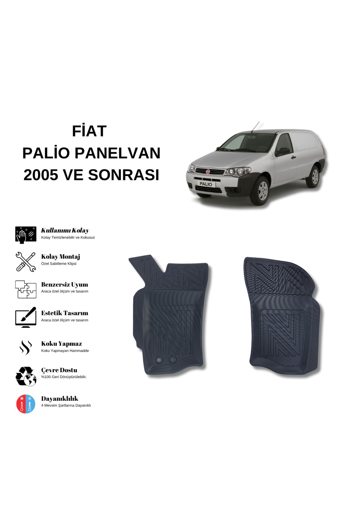 AutoWeller Fiat Palio Panelvan 3 kapı 1996-2011 3D Havuzlu Oto Paspas