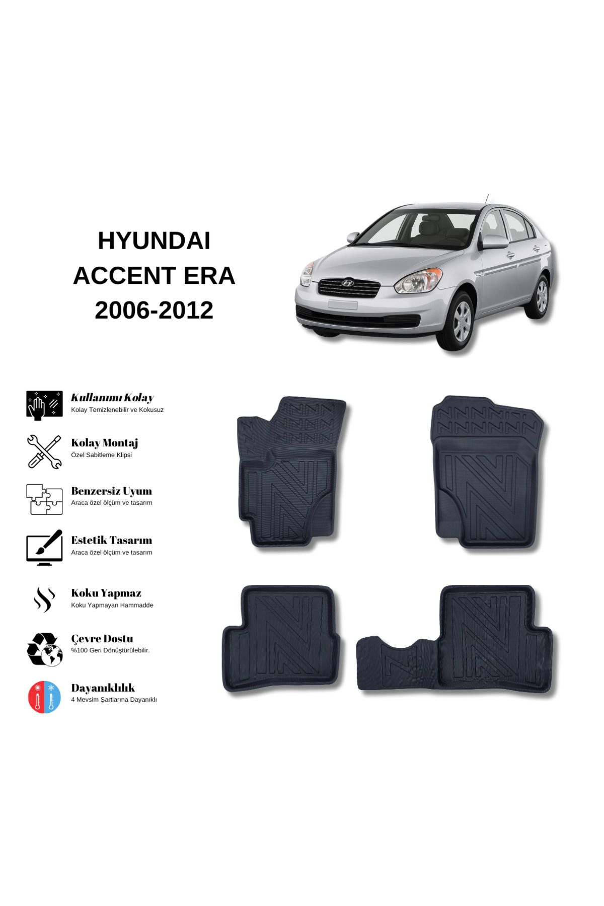 AutoWeller Hyundai Accent Era 2006-2012 3D Havuzlu Oto Paspas