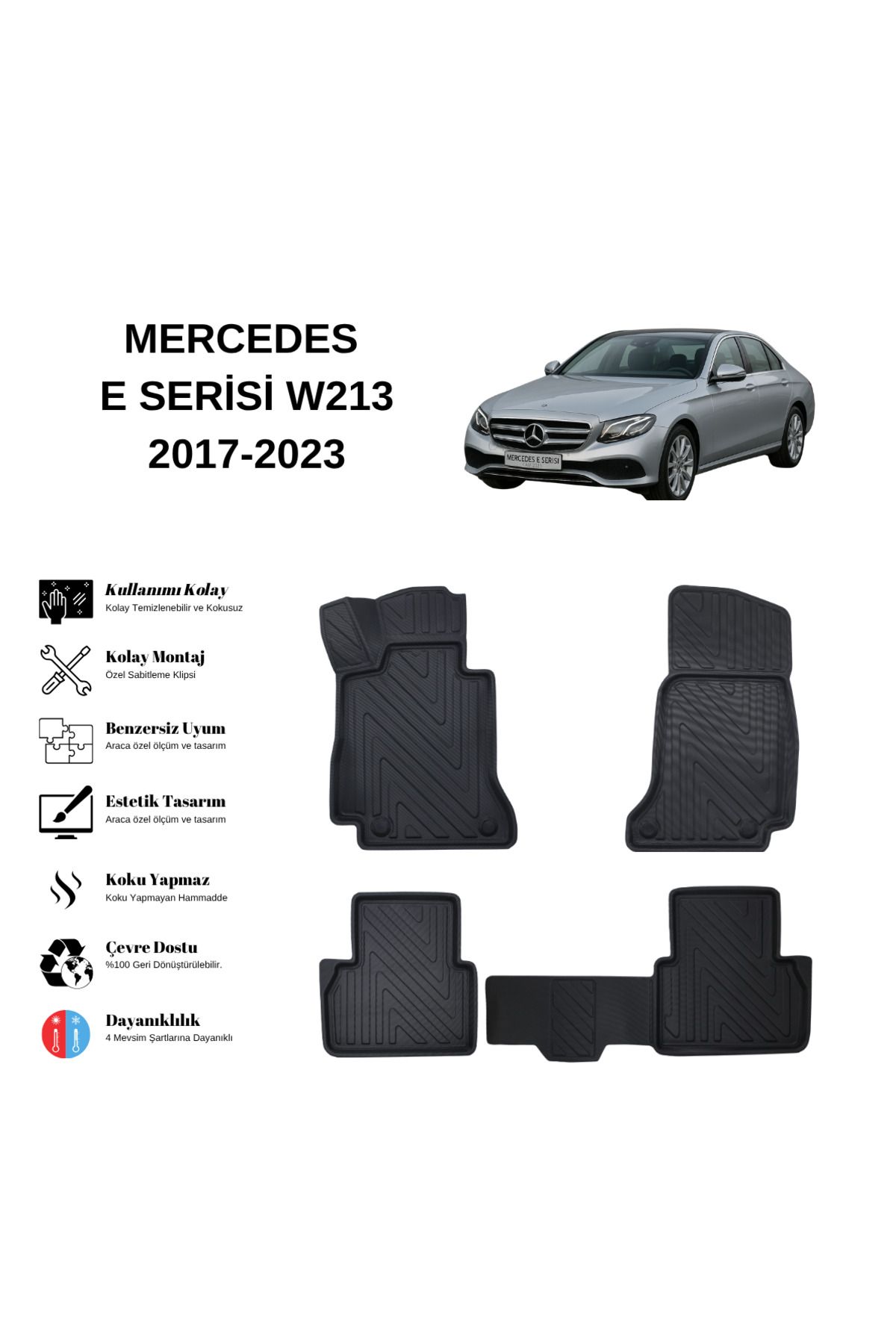 AutoWeller Mercedes-Benz E Serisi 2017-2023 W213 3D Havuzlu Oto Paspas