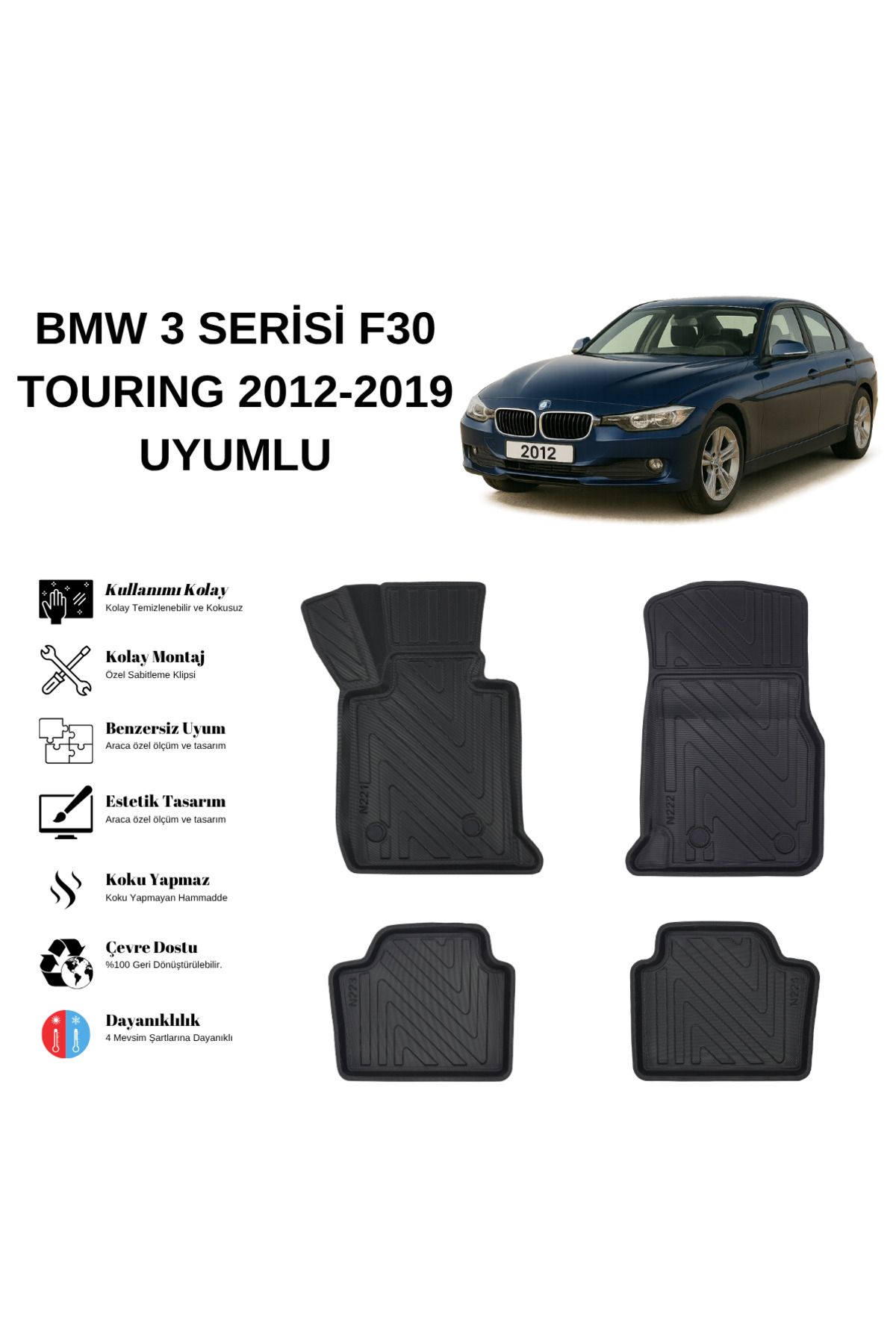 AutoWeller Bmw 3 Serisi F31 2012-2019 Touring 3D Havuzlu Oto Paspas