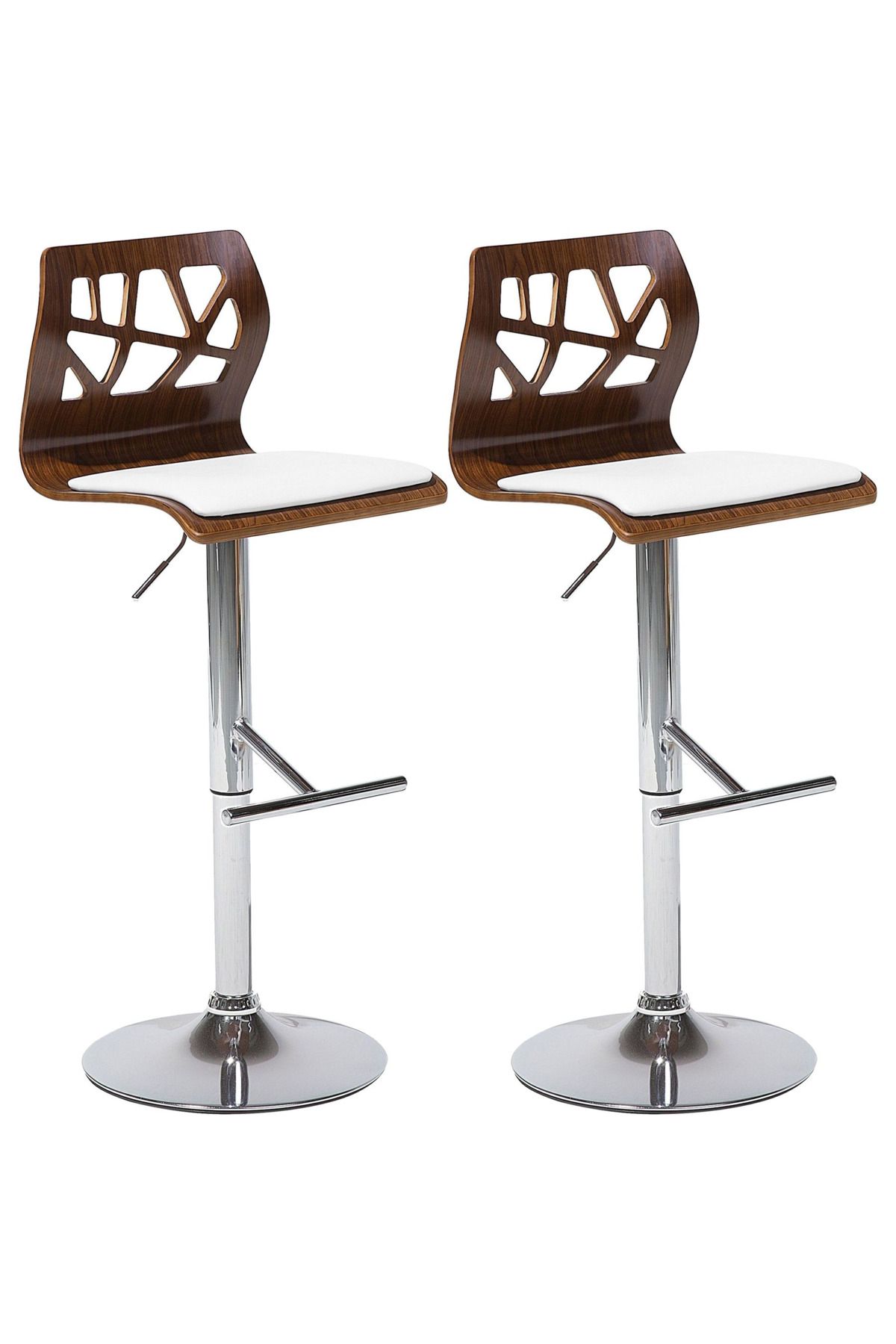 BELIANI PETERSBURG Döner Bar Sandalyesi 2'li Set, 62–82 cm Ayarlı, Suni Deri, Ahşap Sırtlık
