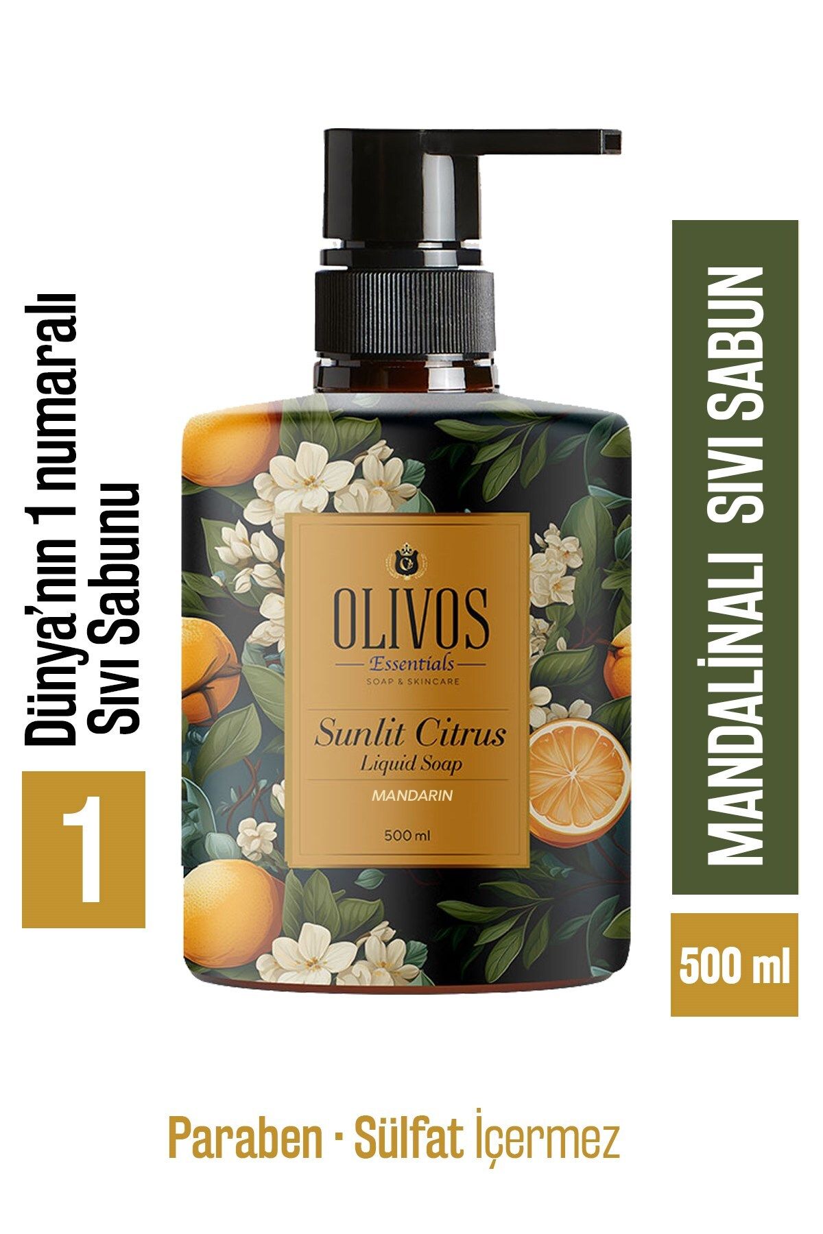 Olivos Bodrum Mandalinası Kokulu Sıvı Sabun Sanat Koleksiyonu Tablo Gibi Şişeler Harika Koku Nemlendiricili