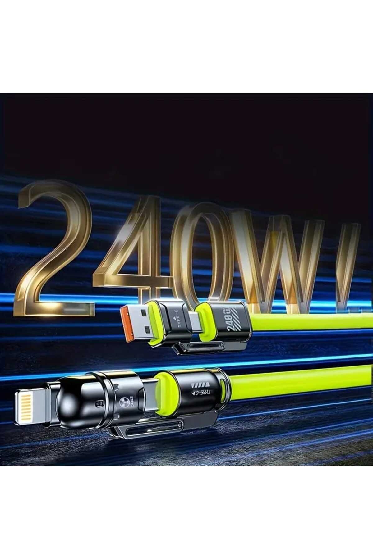 SEMERS PD desteği ile 4'ü 1 arada 240W ultra hızlı şarj kablosu