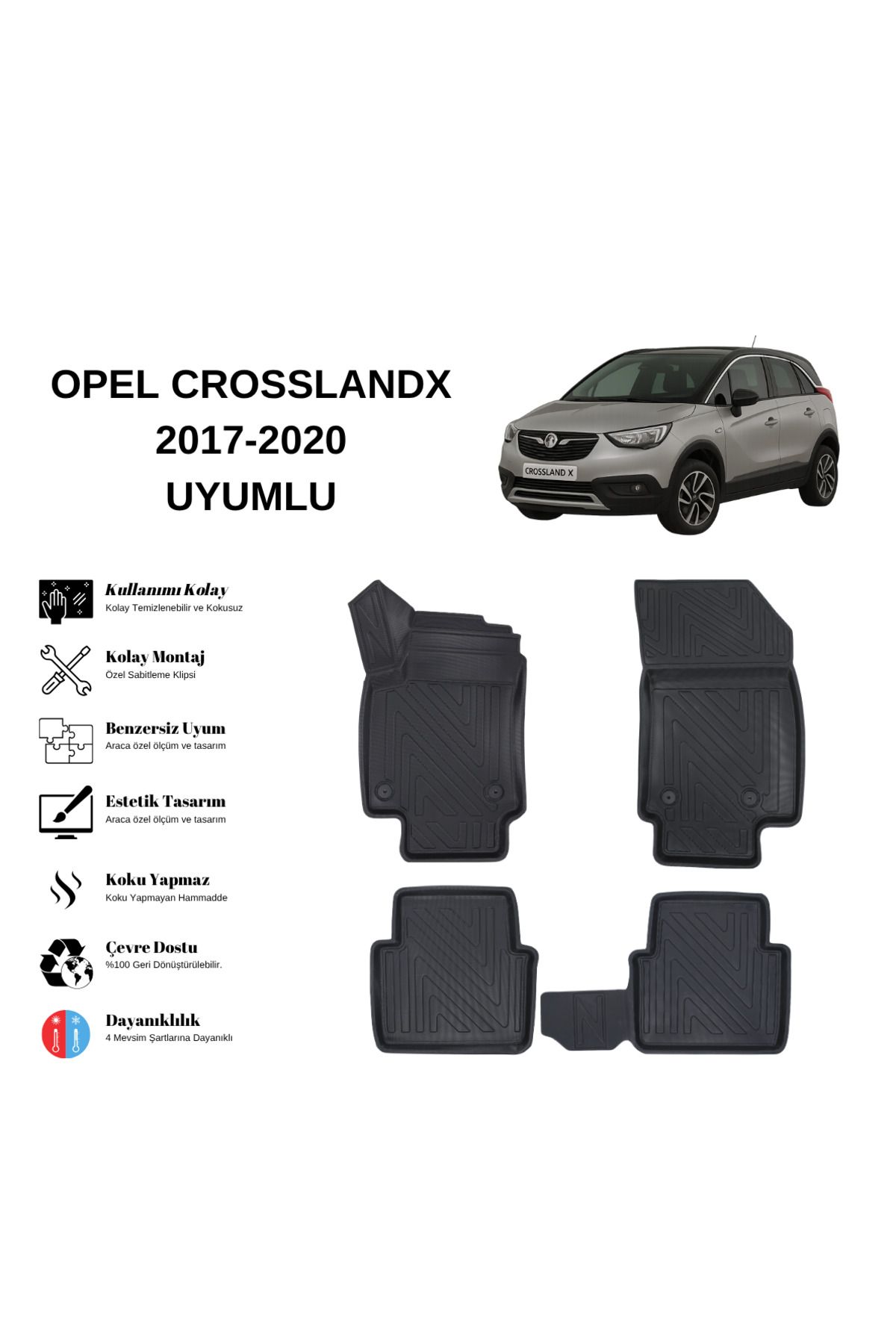 AutoWeller Opel Crossland X 2017-2020 3D Havuzlu Oto Paspas