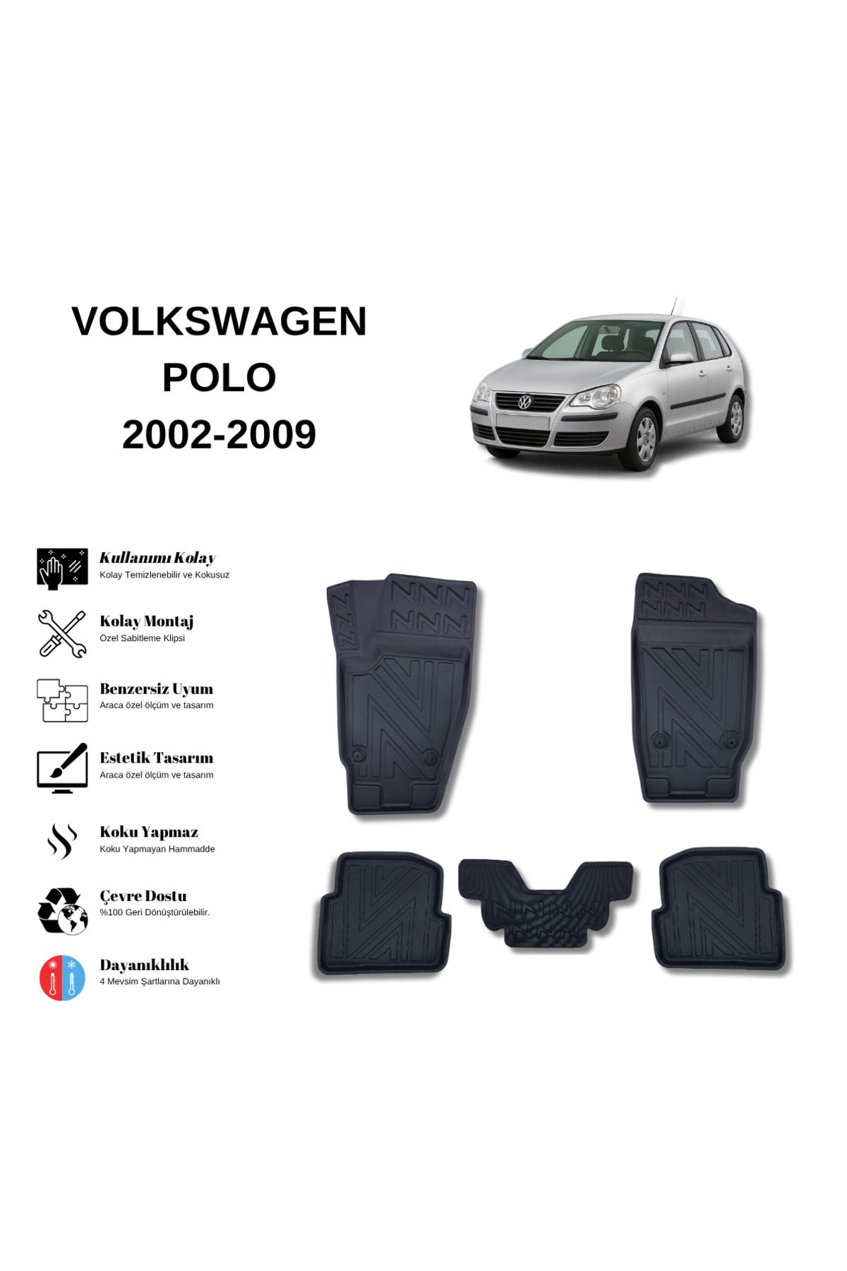 AutoWeller Volkswagen Polo 2002-2009 3D Havuzlu Oto Paspas