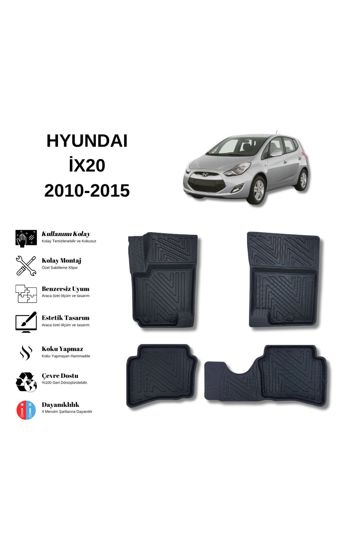 AutoWeller Hyundai ix20 2010-2015 3D Havuzlu Oto Paspas