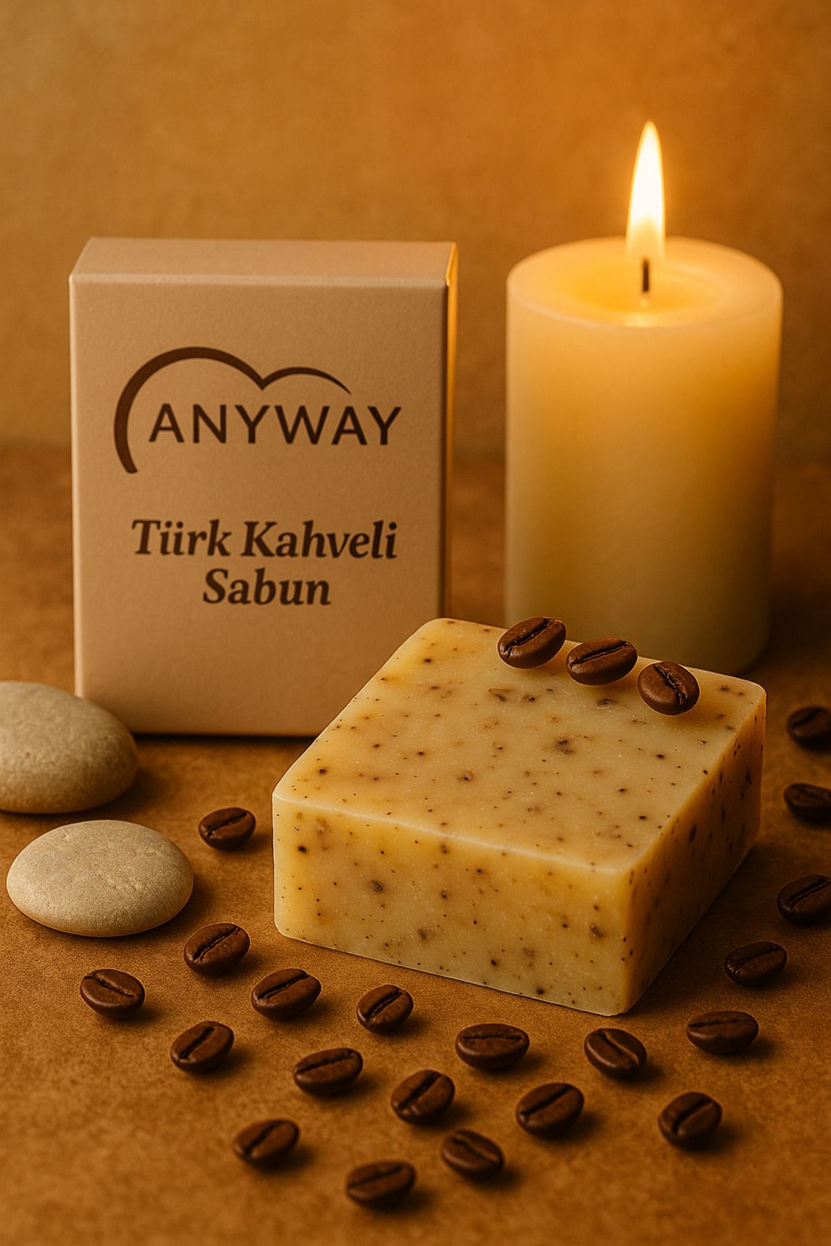 anyway Sabun - Türk Kahveli Sabun- Doğal ve El Yapımı Katı Sabun -2 ADET 100 gr