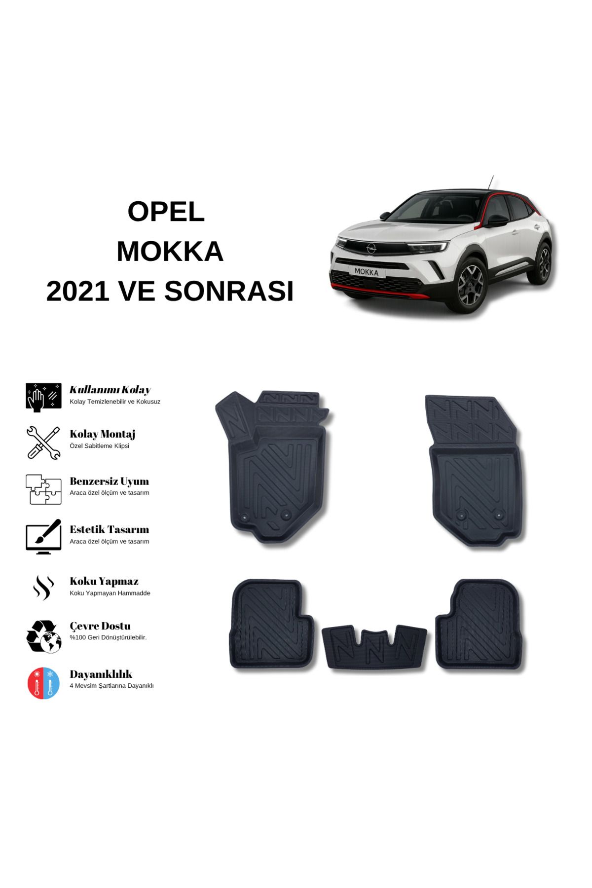 AutoWeller Opel Mokka 2021 ve Sonrası 3D Havuzlu Oto Paspas