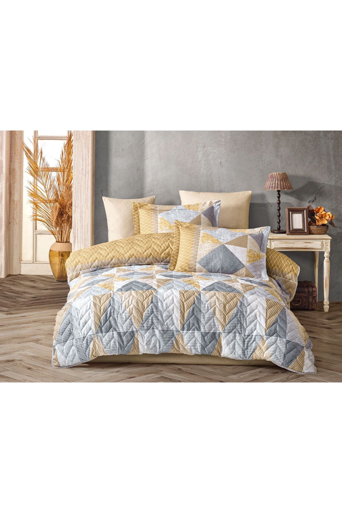 AYBERK HOME TEXTİLE DÖRT MEVSİM KAPİTONELİ ÇİFT KİŞİLİK NEVRESİM SET-ATLAS 4308