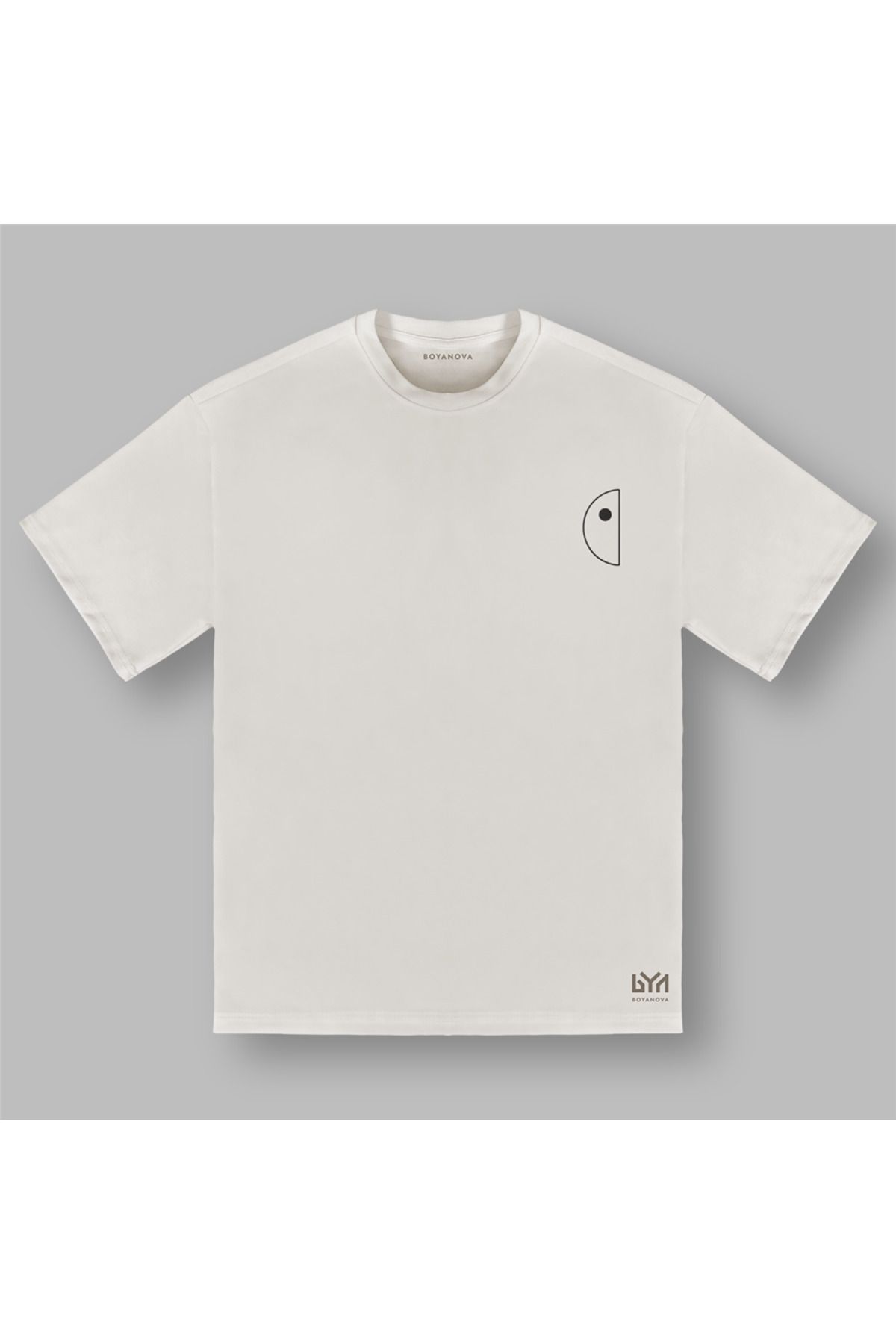 BOYANOVA Yarım Daire Minimal Çizim Şeker Oversize Tişört