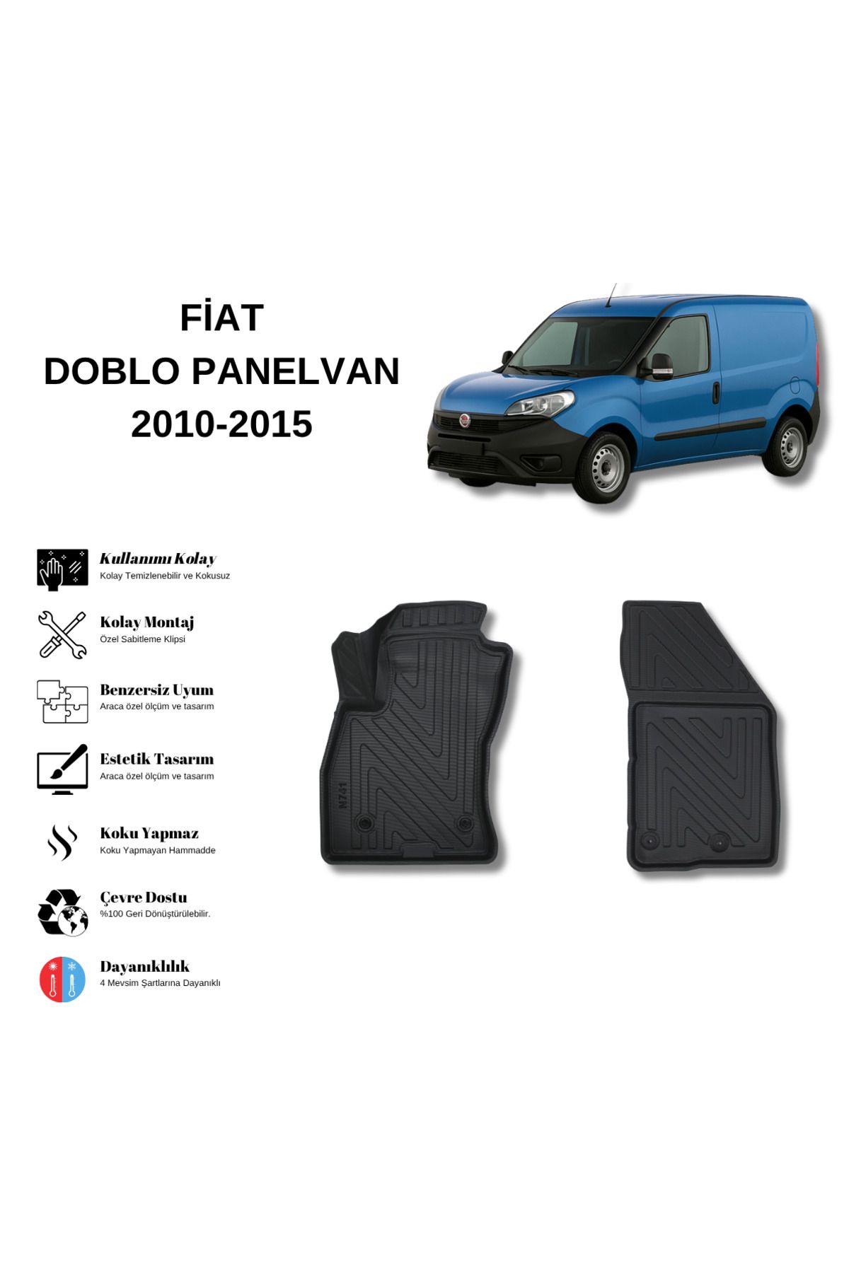 AutoWeller Fiat Doblo Panelvan 2010-2015 3D Havuzlu Oto Paspas