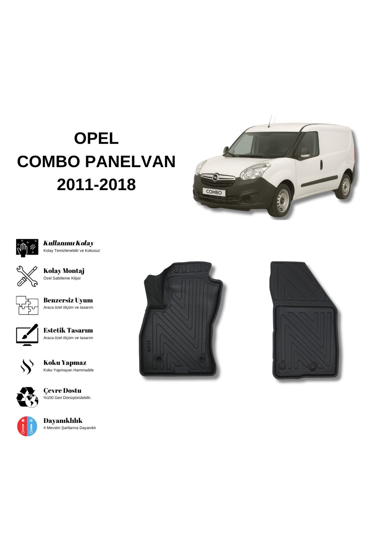 AutoWeller Opel Combo Panelvan 2011-2018 3D Havuzlu Oto Paspas