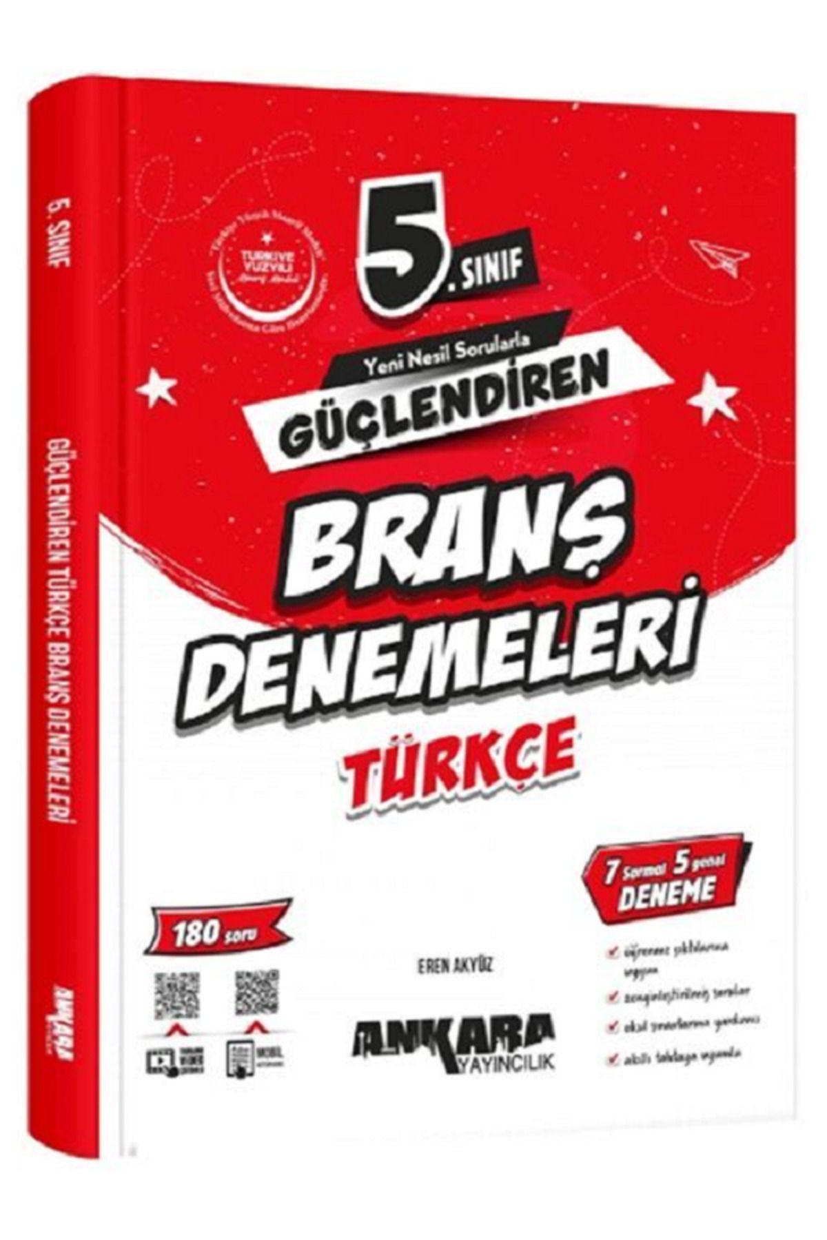 Evrensel İletişim Yayınları 5.Sınıf Ankara Güçlendiren TÜRKÇE Branş Denemeleri / 7 Sarmal 5 Genel Deneme / 180 Soru