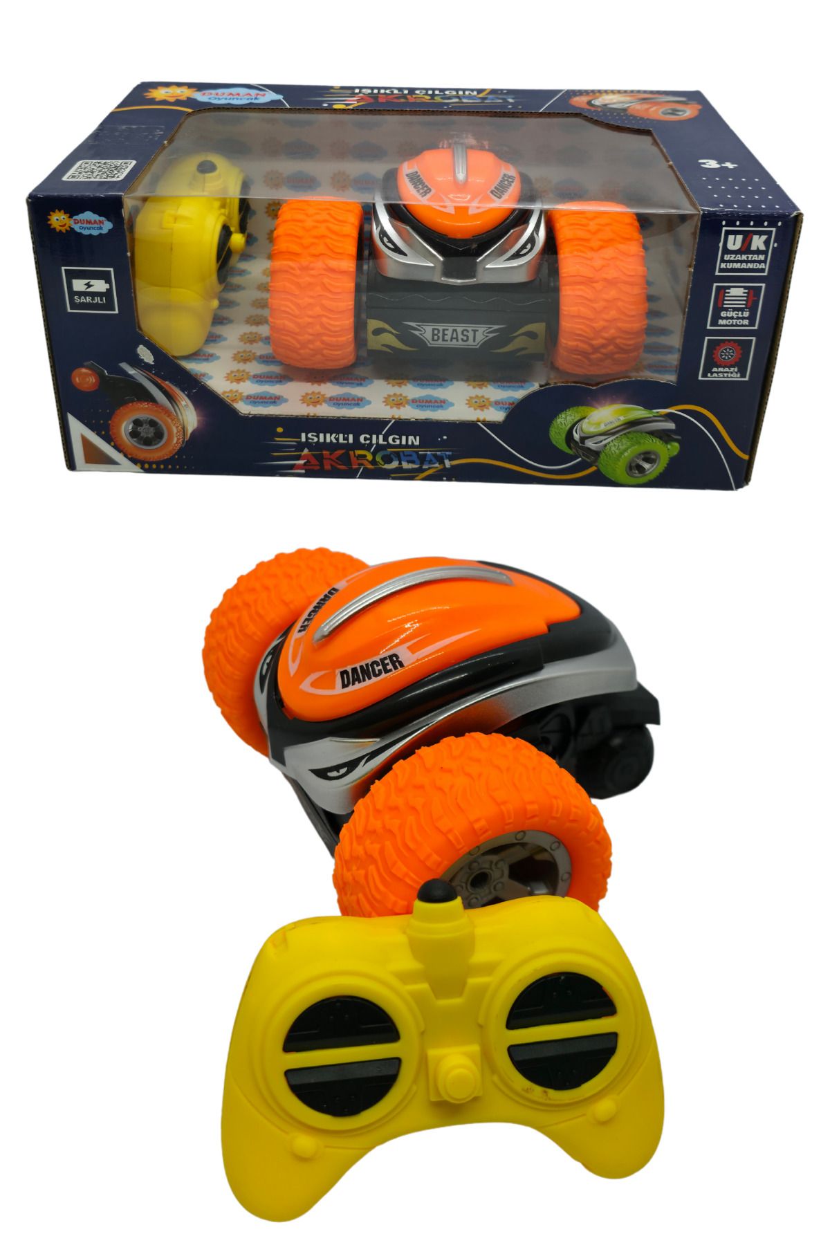RAF Store Full Fonk. Şarjlı Işıklı Çılgın Akrobat Uzaktan Kumandalı Araba Taklacı 13 Cm