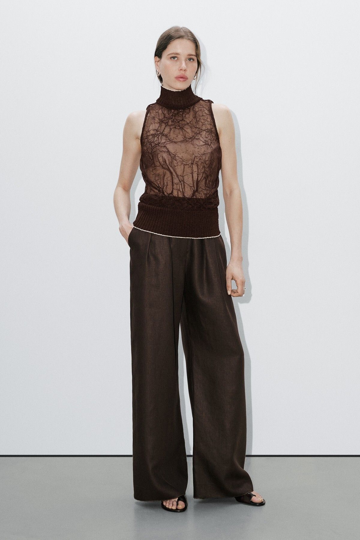 Massimo Dutti Dokulu dik yaka bluz - Studio