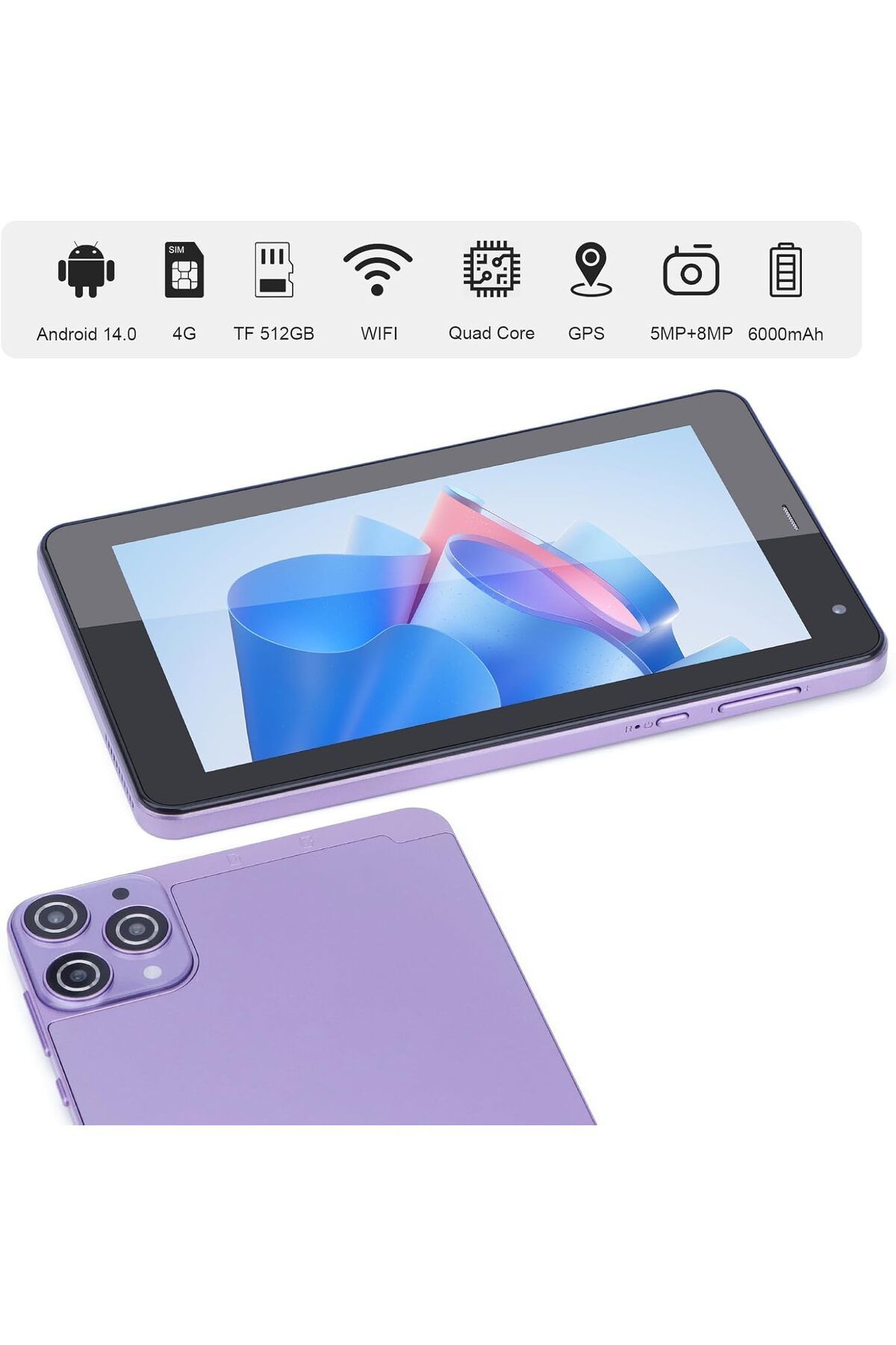 CIDEA-C idea 5G LTE with SIM Card Slot Tablet, 7 Inch Android 12 Tablet, 6GB RAM, 128GB ROM, Expandable to 3