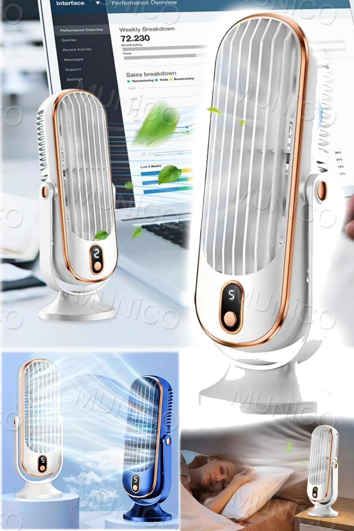 Munico USB Takılabilir Masa Kulesi Fanı Sessiz Fırçasız Motor Yatak Odası Ev Masaüstü Ofis Araba Için Kule