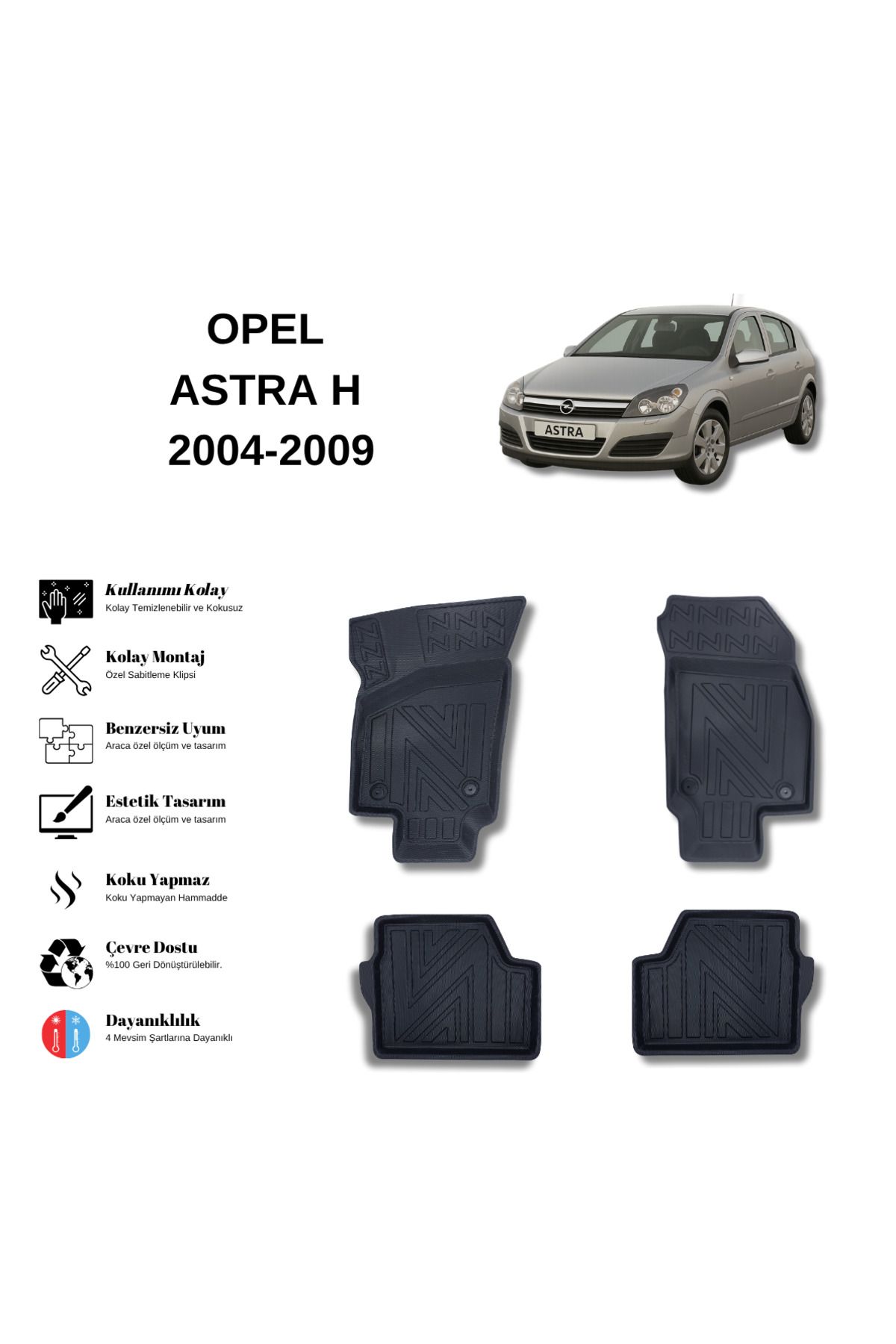 AutoWeller Opel Astra H 2004-2009 3D Havuzlu Oto Paspas