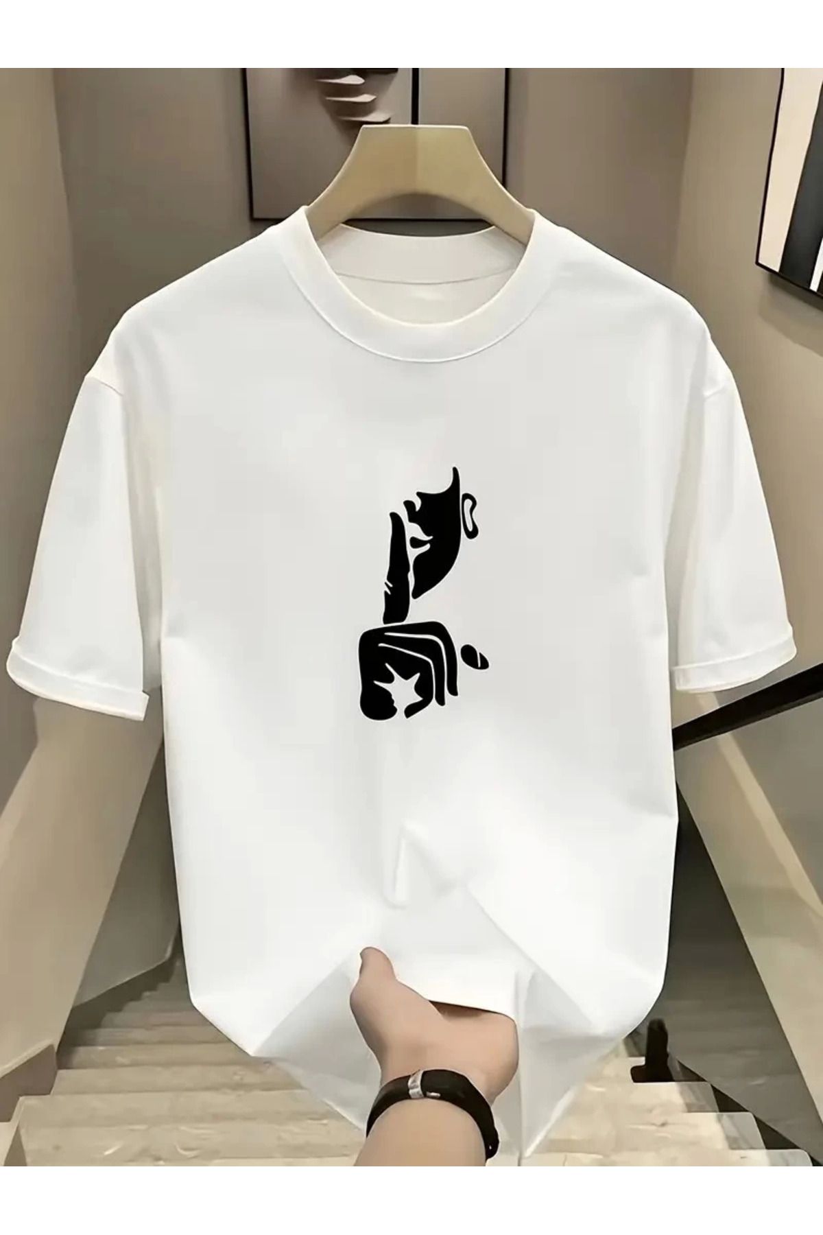 Serero Rahat Bisiklet Yaka Tişört, Yaratıcı Karikatür Baskı - Yumuşak Polyester, Her Mevsim Giyilebilir- Be