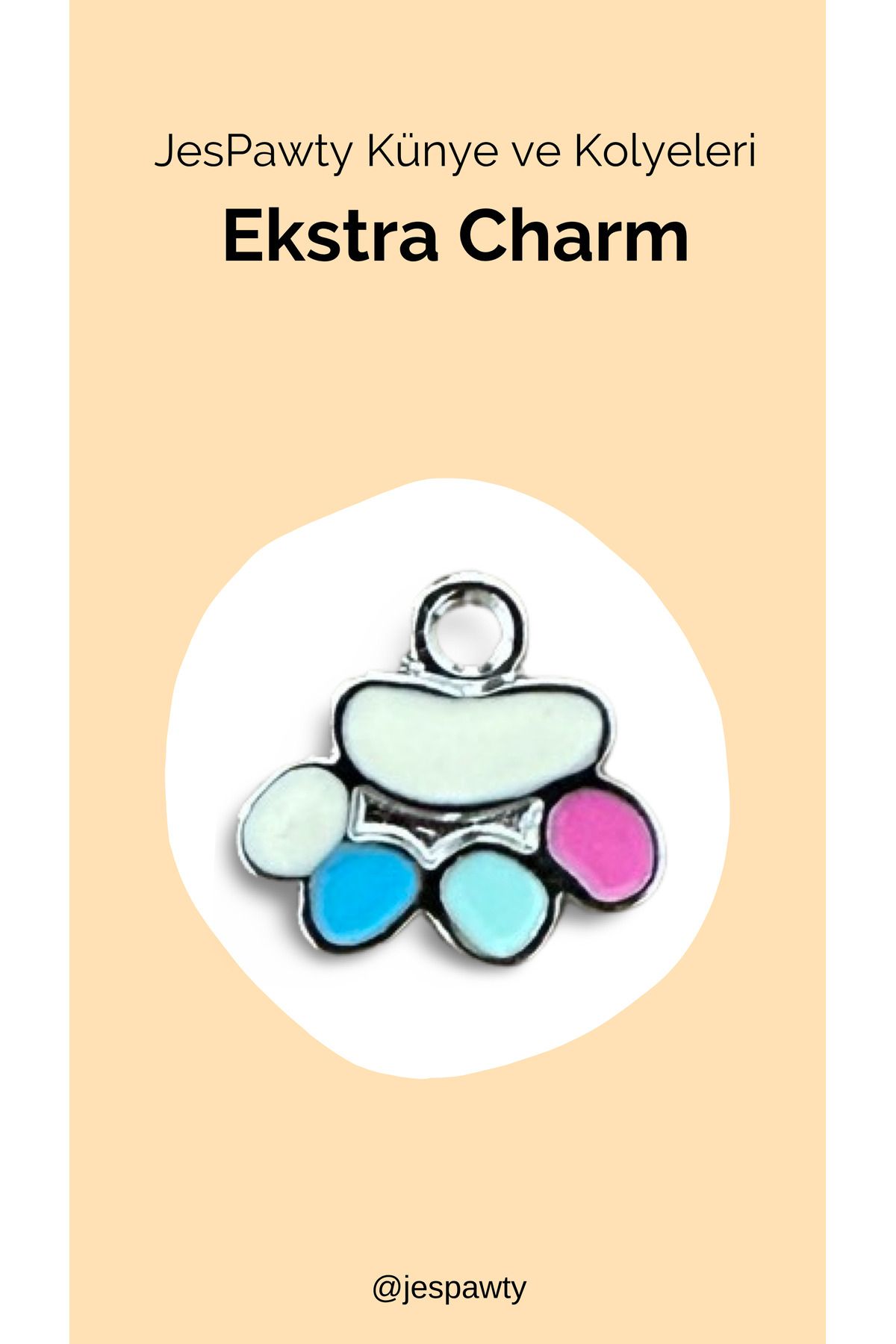 JesPawty Kolye ve Künye İle Uyumlu Charm Gümüş Renk Kaplama