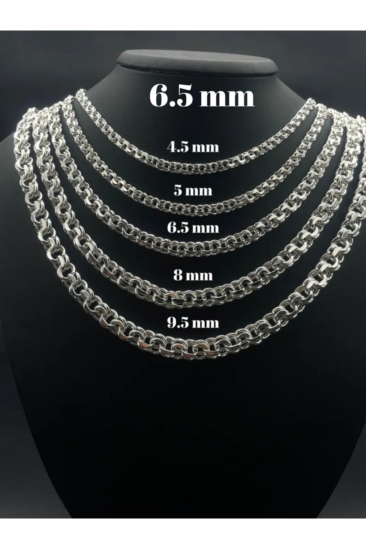 Parlak Gümüş 925 Ayar Erkek Doç Gümüş Zincir Kolye - 5 mm Doç Dar Halka Gümüş Kolye