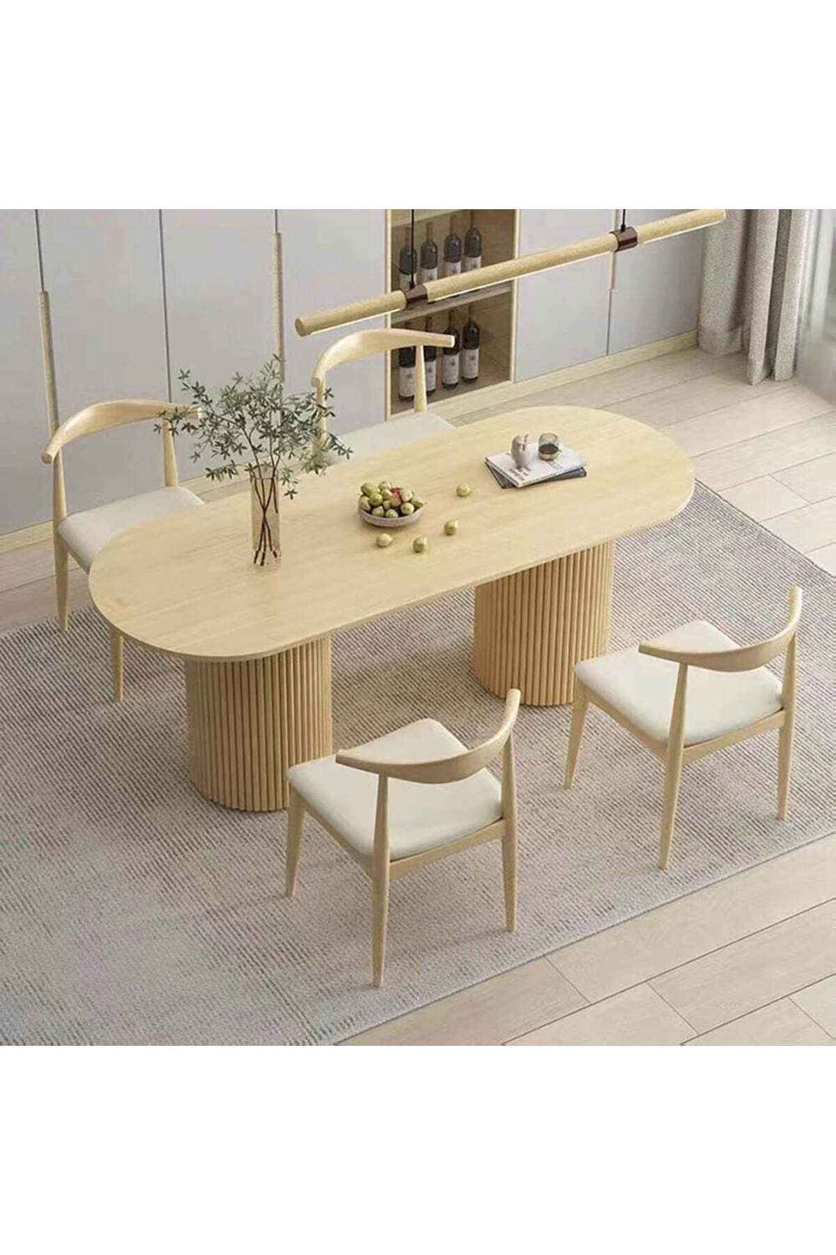 Gazzini Furniture Sierra İskandinav Oval Ahşap Bohem Masa 90x190