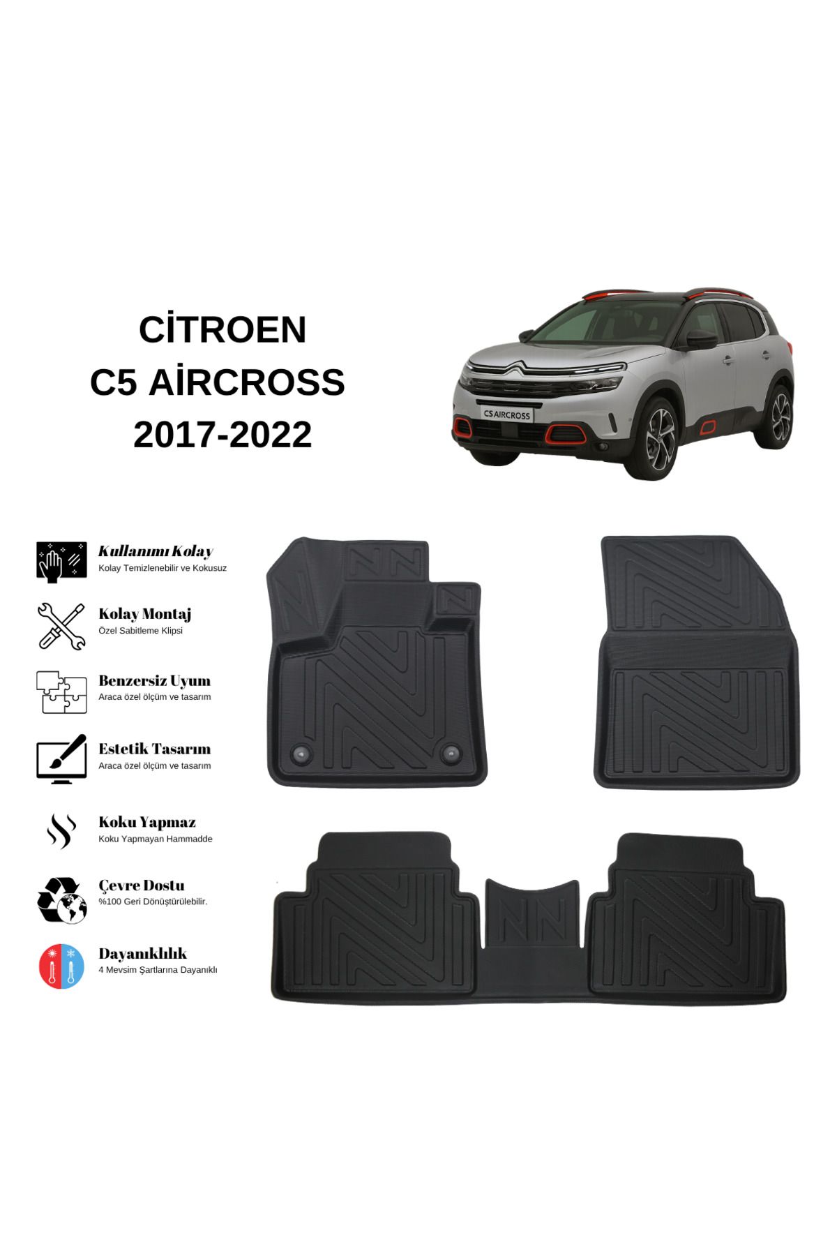 AutoWeller Citroen C5 Aircross 2017-2022 3D Havuzlu Oto Paspas