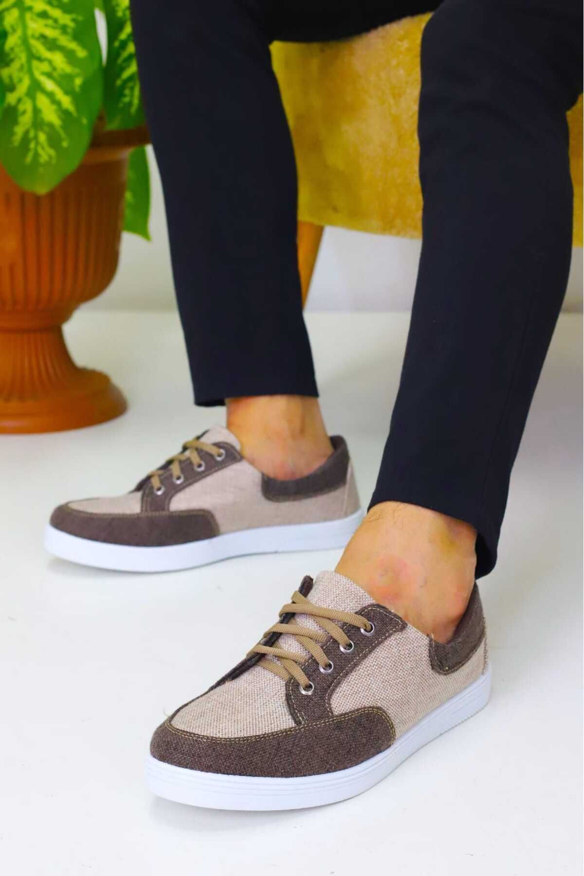 Weynes Erkek Kahverengi Keten Rahat Günlük Sneaker WSB4068