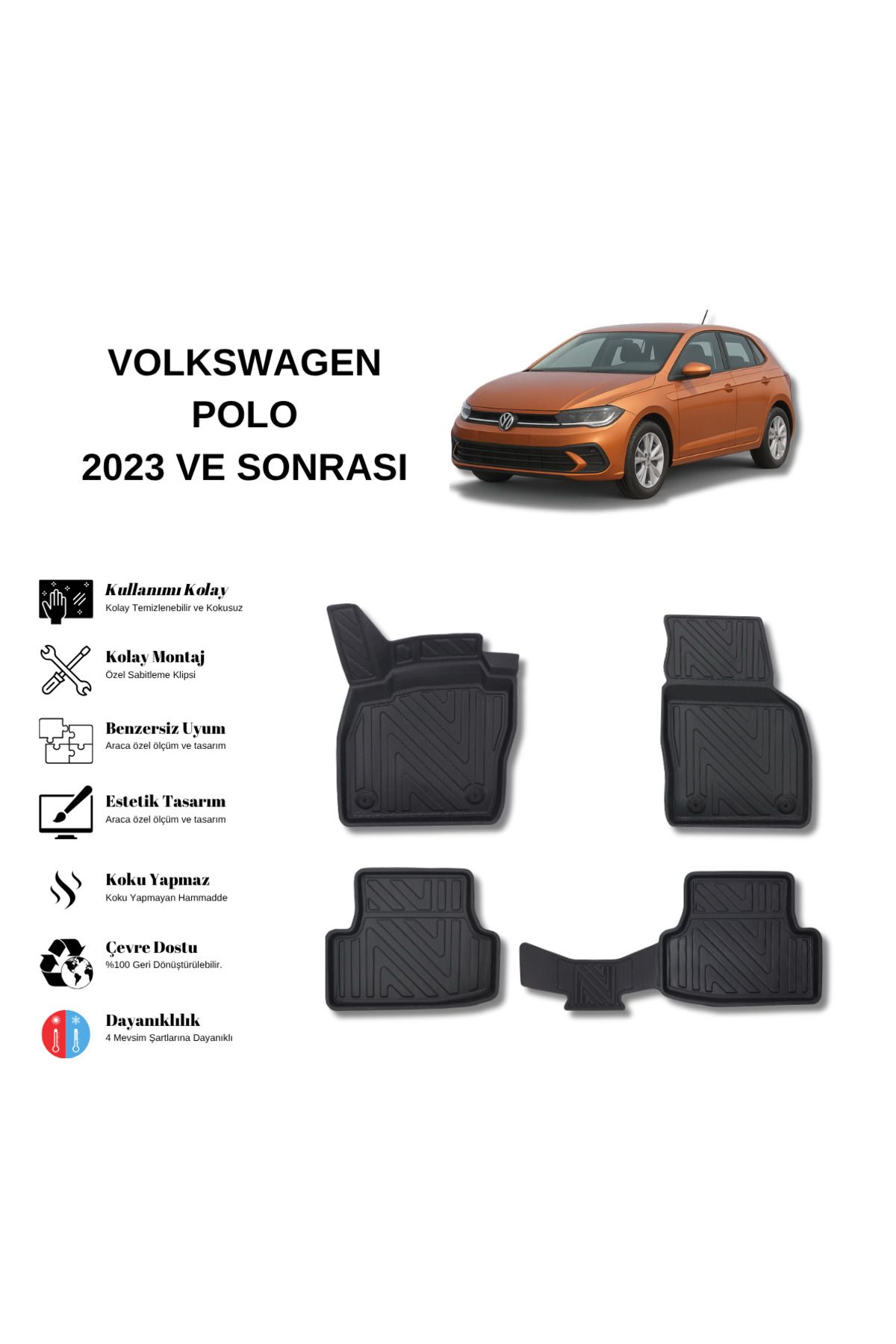 AutoWeller Volkswagen Polo 2023 ve Sonrası 3D Havuzlu Oto Paspas
