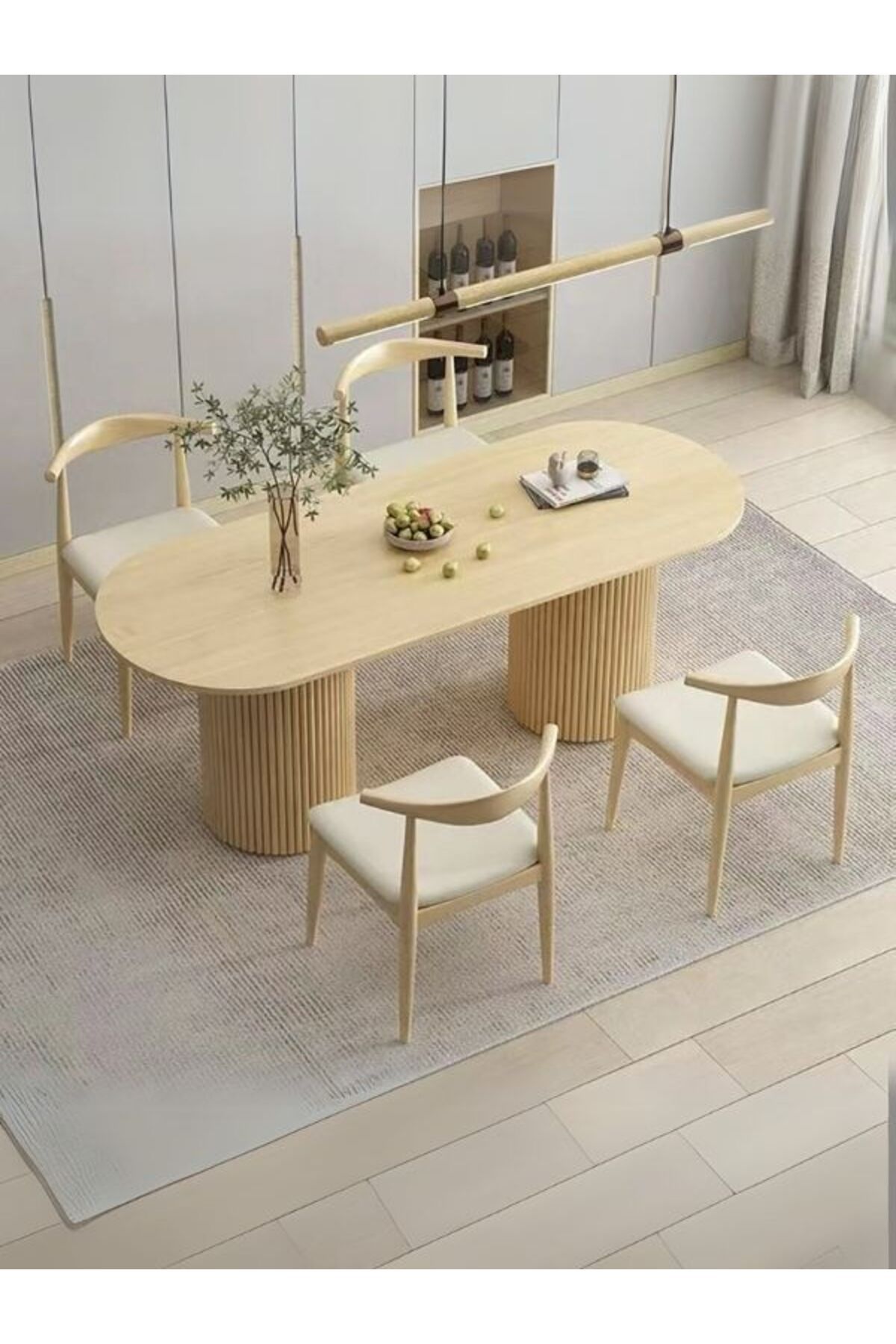 Gazzini Furniture Sierra İskandinav Oval Ahşap Bohem Masa 90x180
