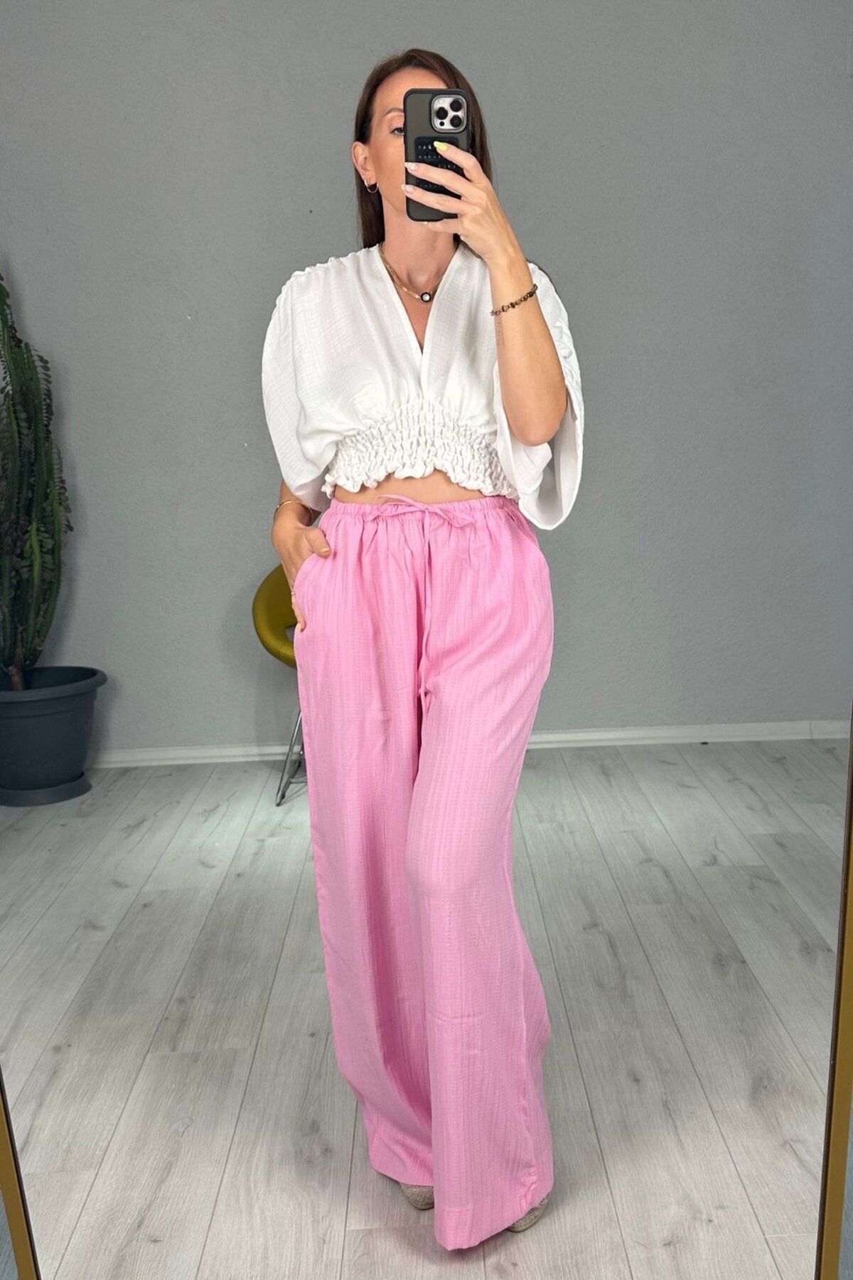 lady special Gofre Beli Latikli Palazzo Pantolon