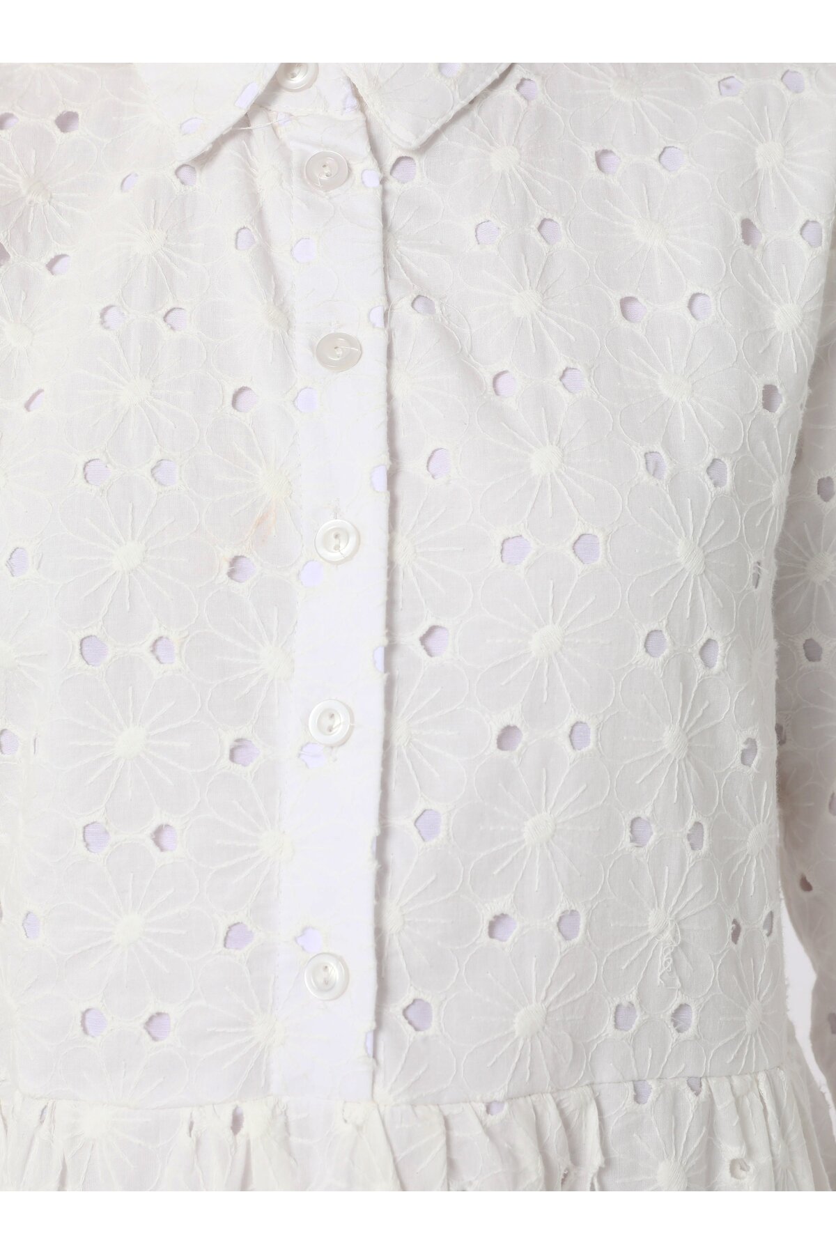 Benin  Brode Kumaşlı Tesettür Elbise - Ekru - Benin - Görsel 6