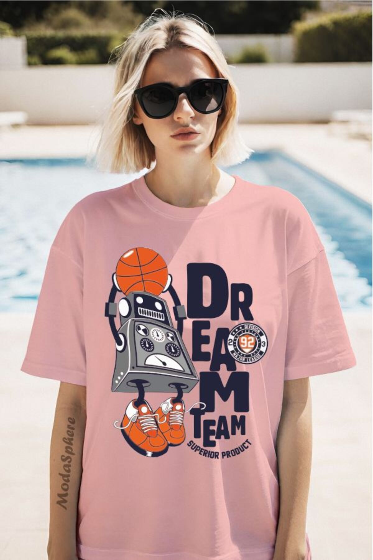 ModaSphere Dream Time Baskılı Kısa Kollu Oversize Tişört