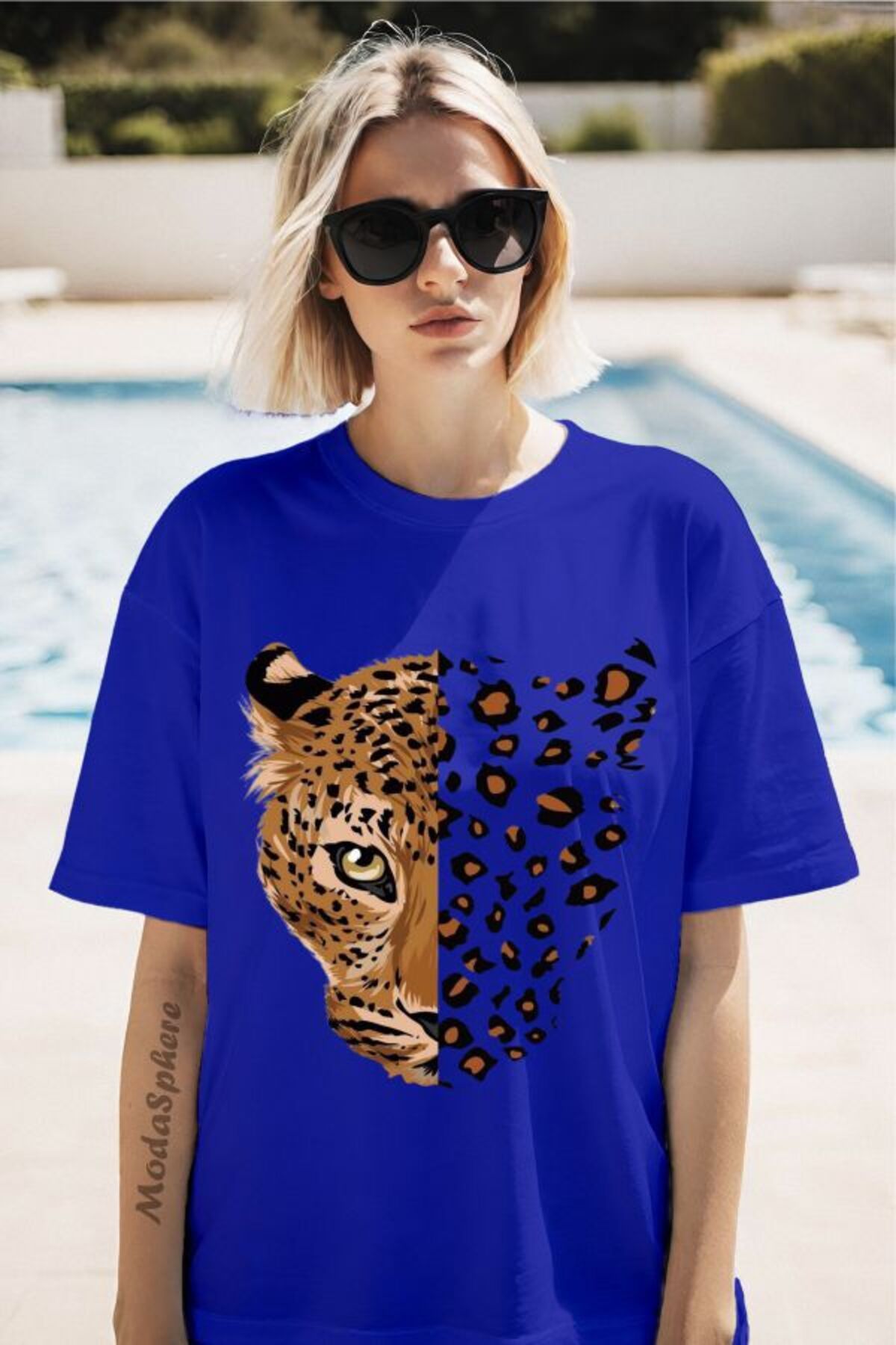 ModaSphere Leopar Baskılı Unisex Oversize Tişört