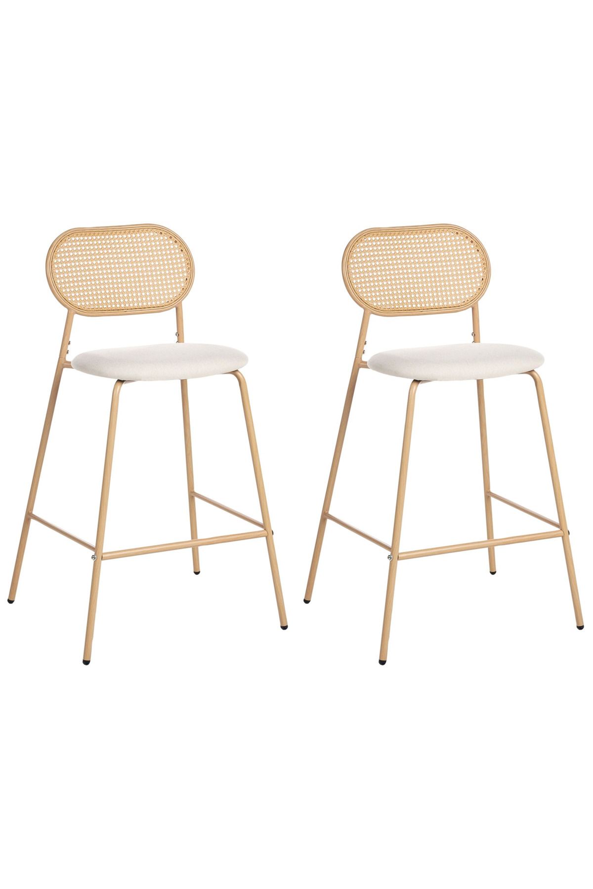 BELIANI ADAVER 2'li Rattan Bar Sandalyesi Seti, 72 cm, Retro Stil, Açık Ahşap Görünümlü Tasarım