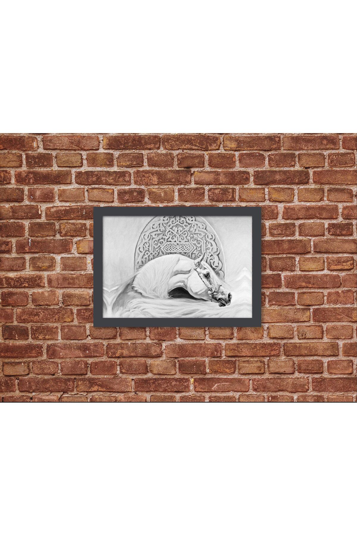 Letbil Reklam Ahşap Kendinden Çerçeveli Tablo - Vintage Arap Atı, Standart - 20x28cm