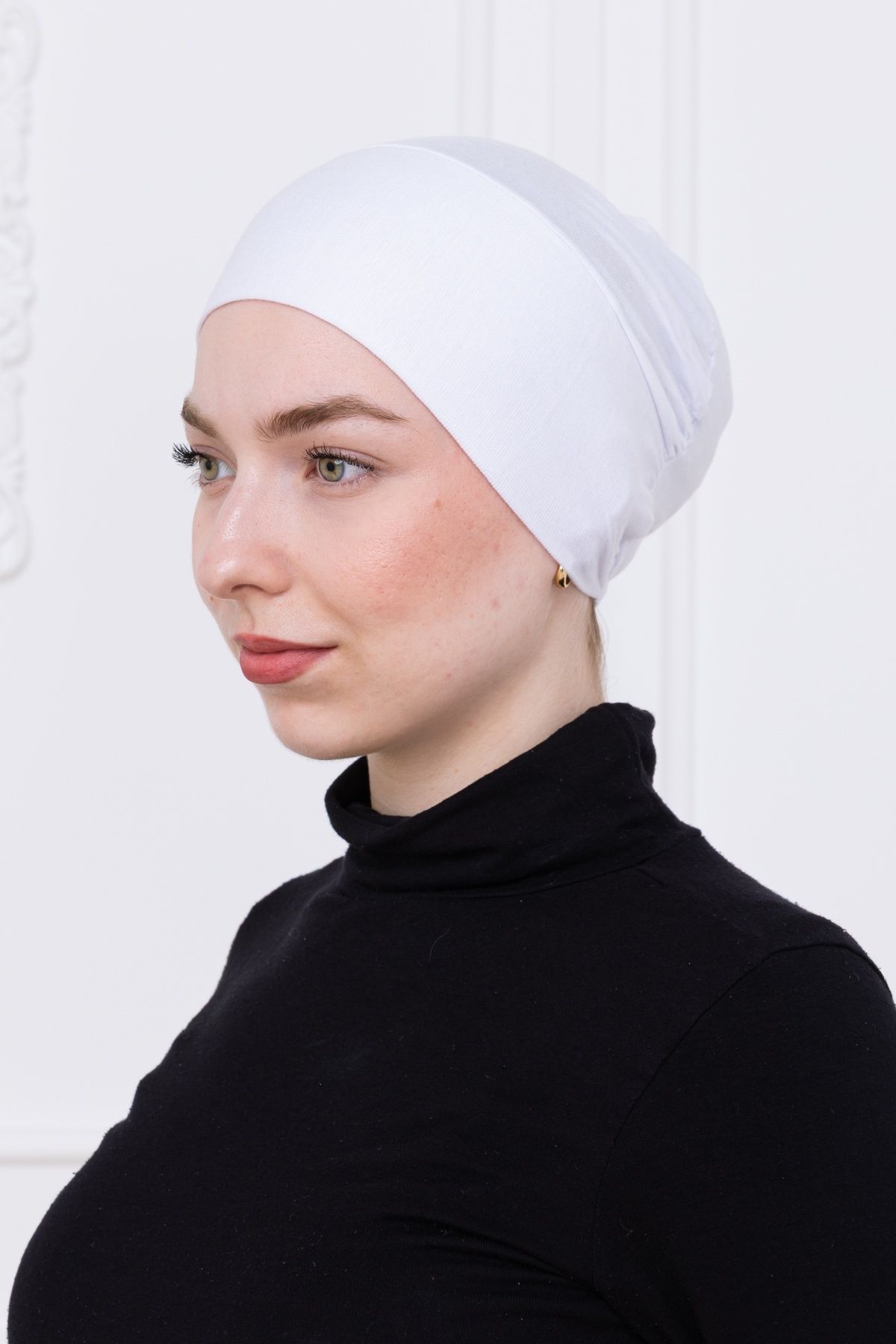 Loggia Geçmeli Beyaz Bone Önü Dikişsiz Kaymaz Lastikli Kadın Tesettür Pratik Geçme İç Bone